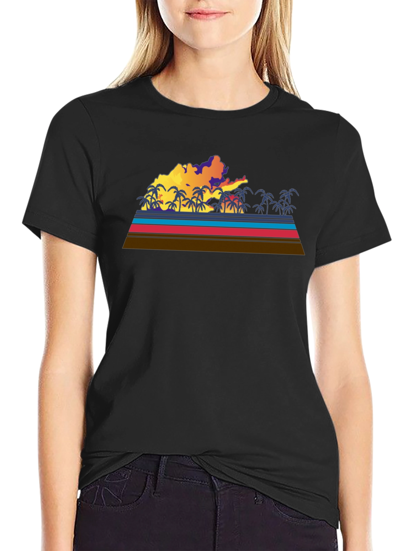 Retro Sunset Palm Tree Graphic Tee