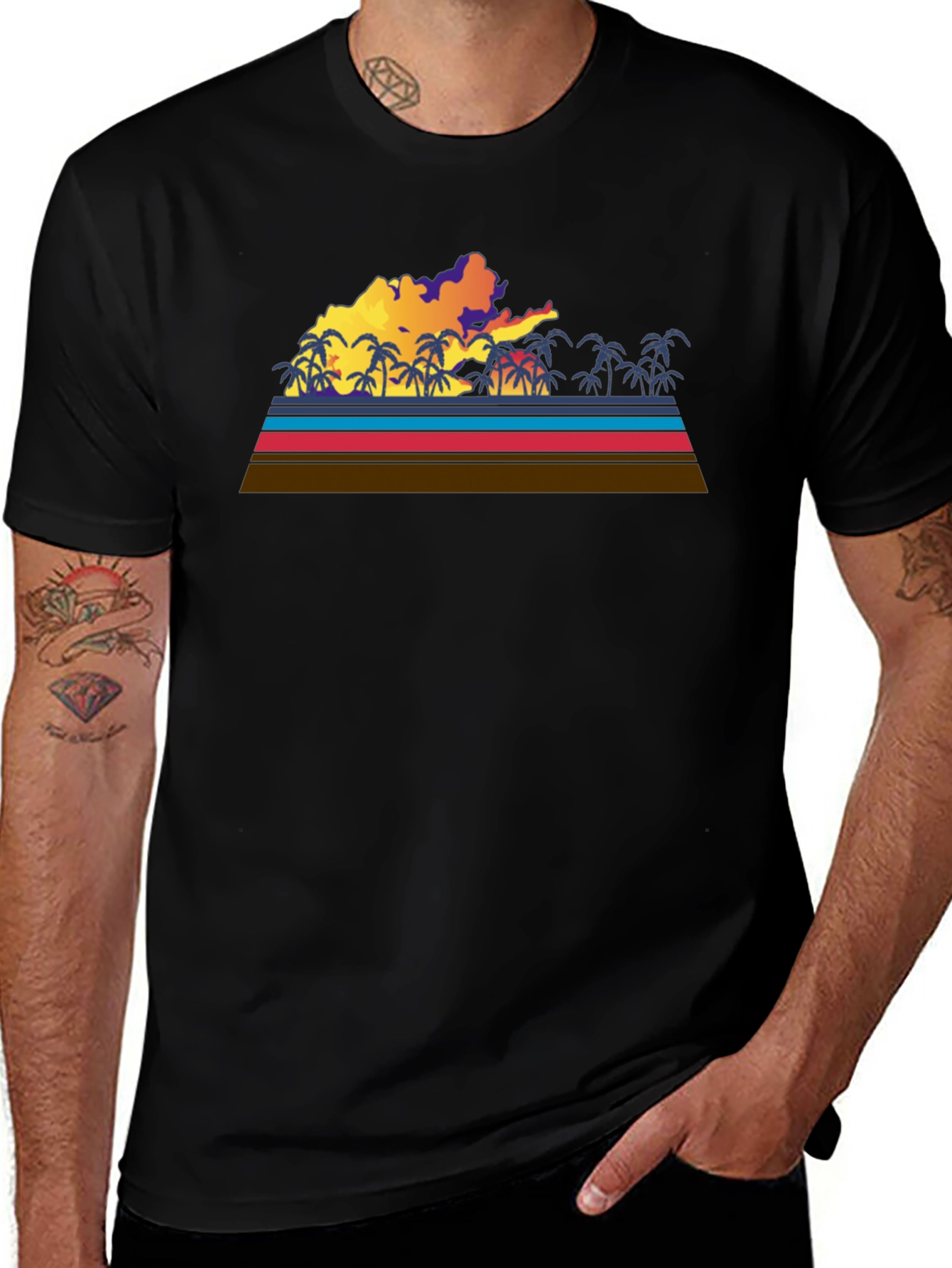 Retro Sunset Palm Tree Graphic Tee
