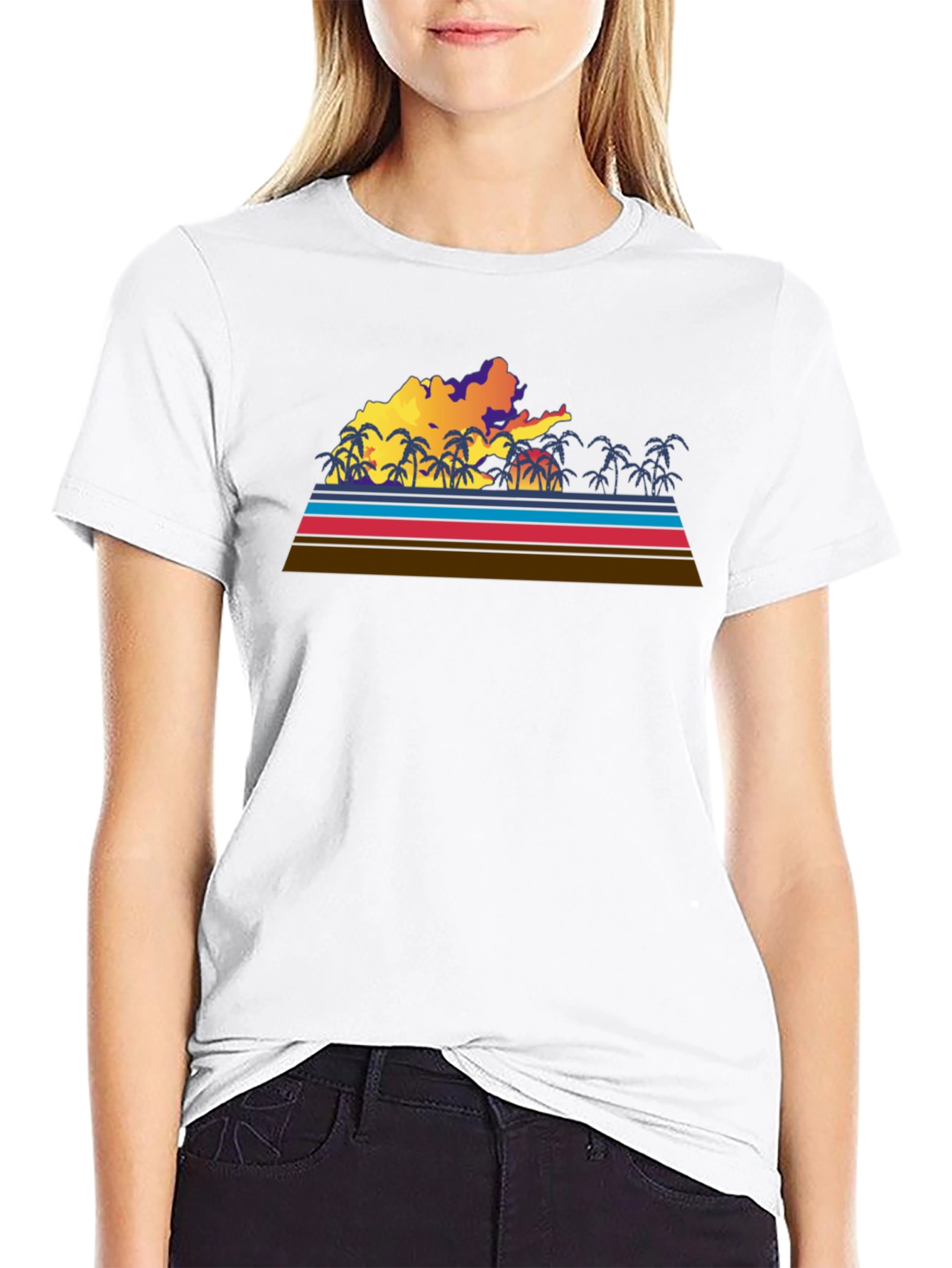 Retro Sunset Palm Tree Graphic Tee