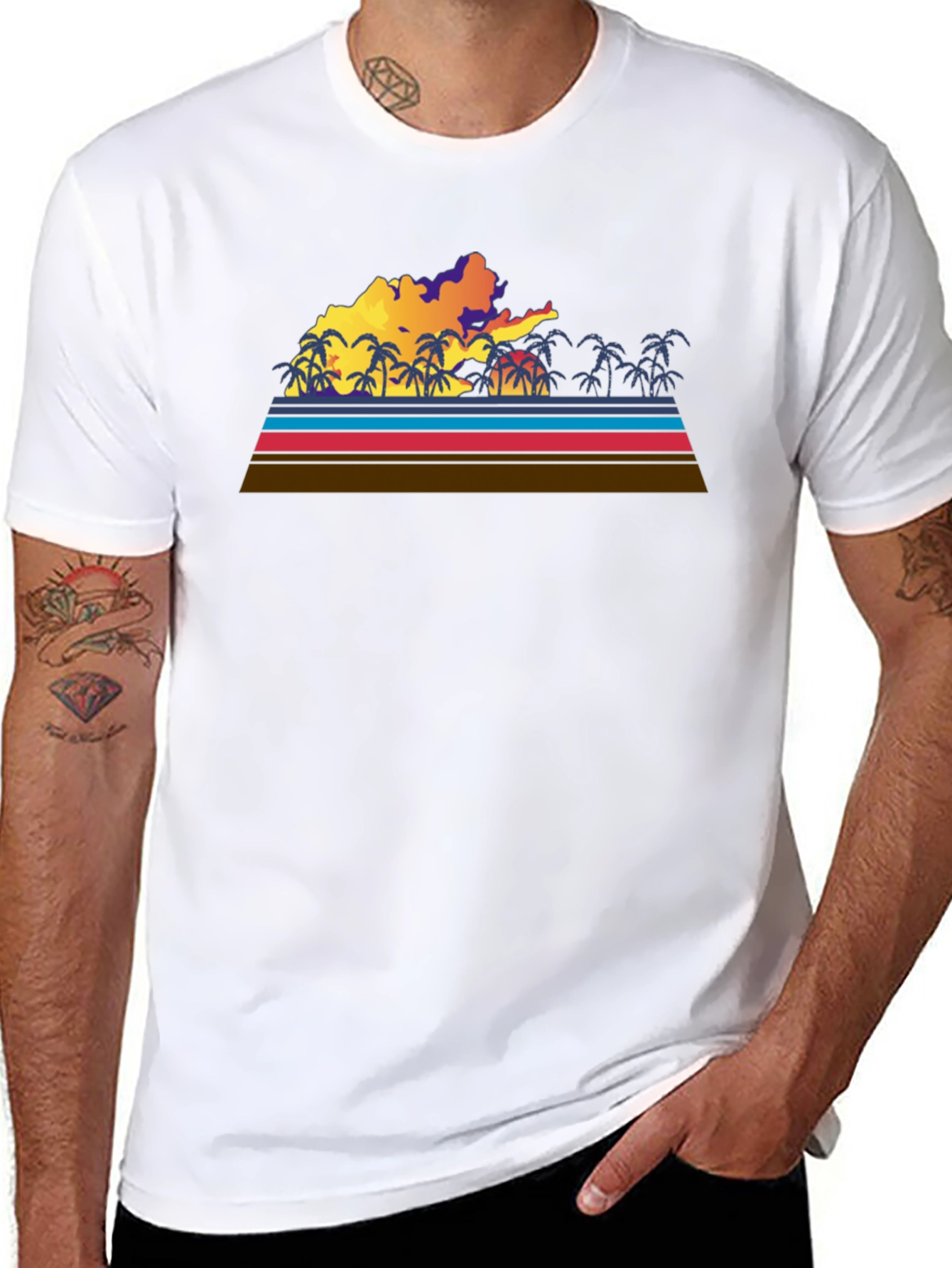 Retro Sunset Palm Tree Graphic Tee