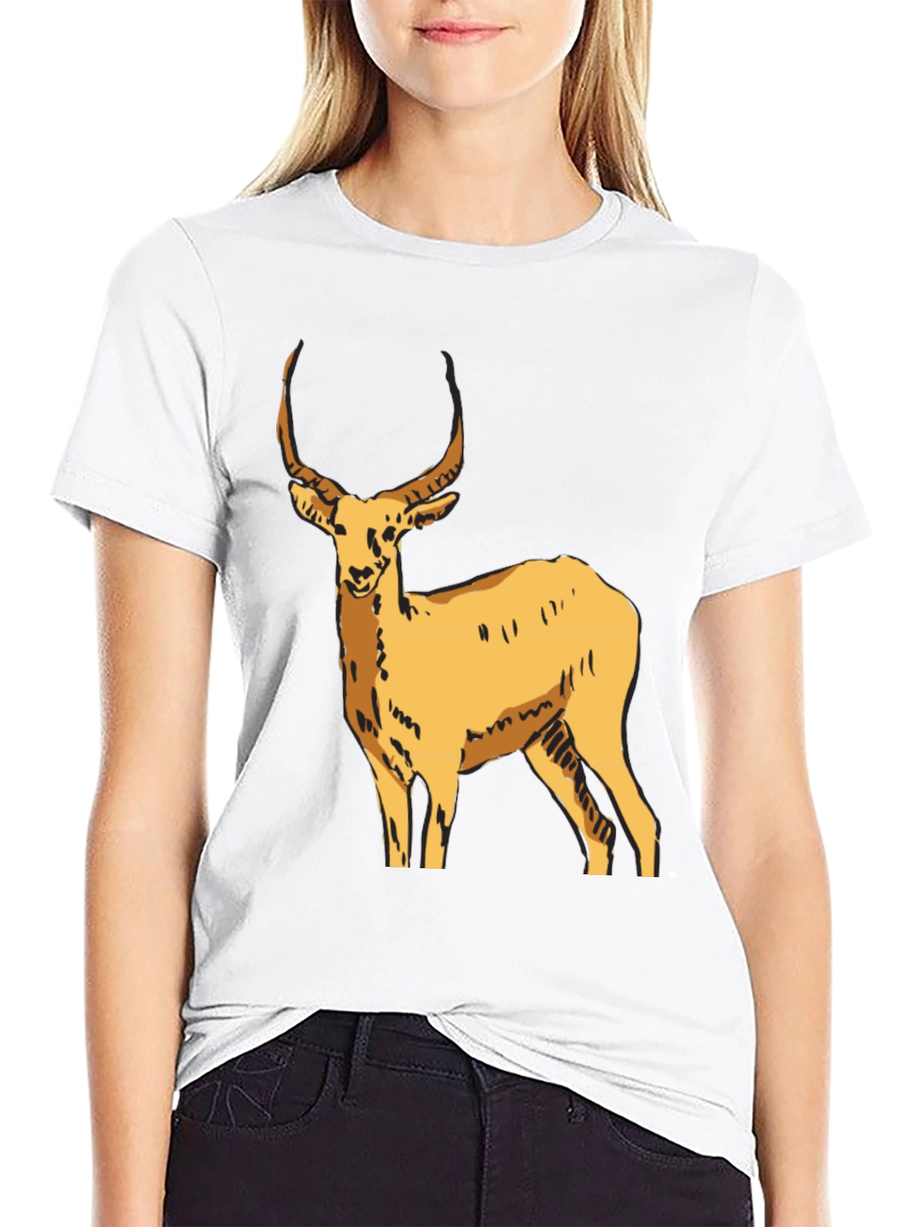 Black T-Shirt with Antelope Graphic