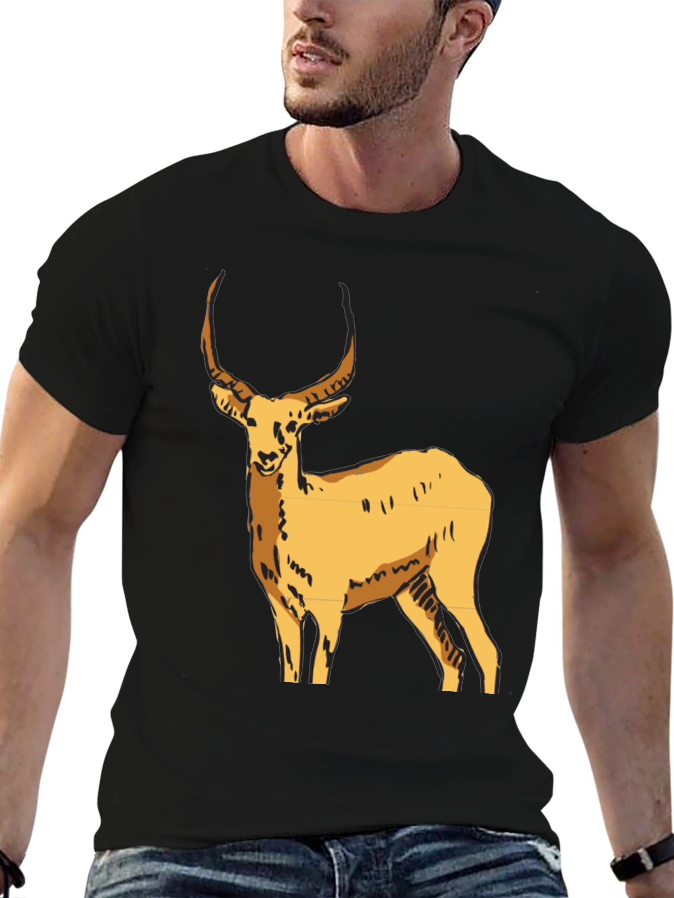 Black T-Shirt with Antelope Graphic