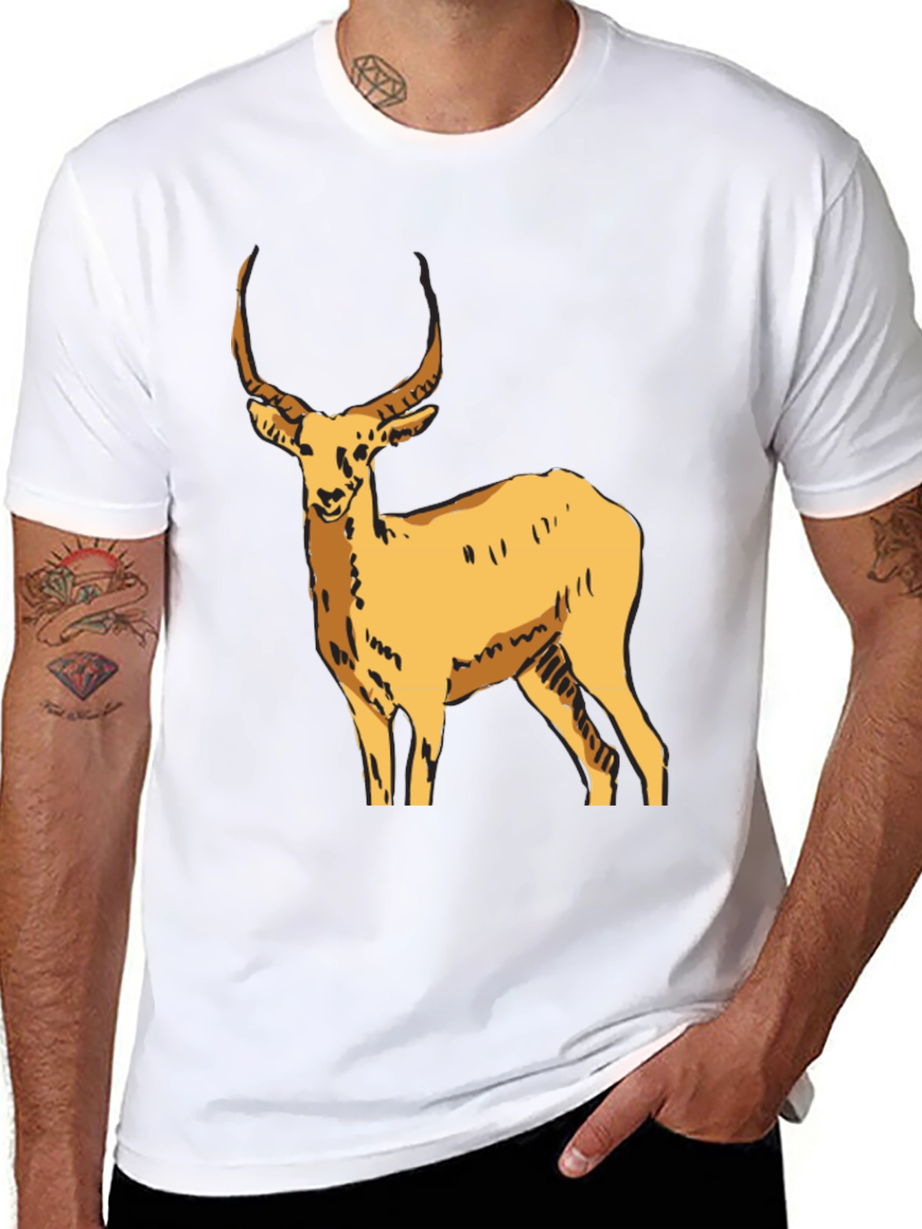 Black T-Shirt with Antelope Graphic