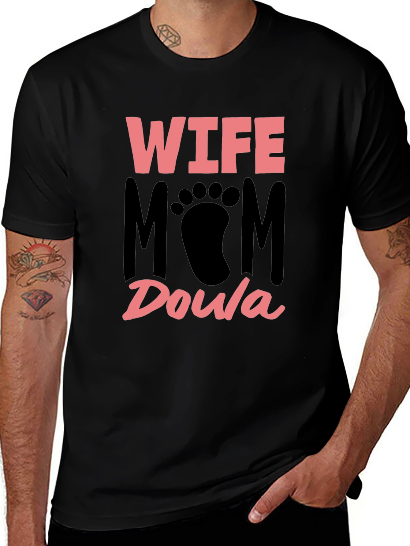 Wife Mom Doula T-Shirt - Black Cotton Tee