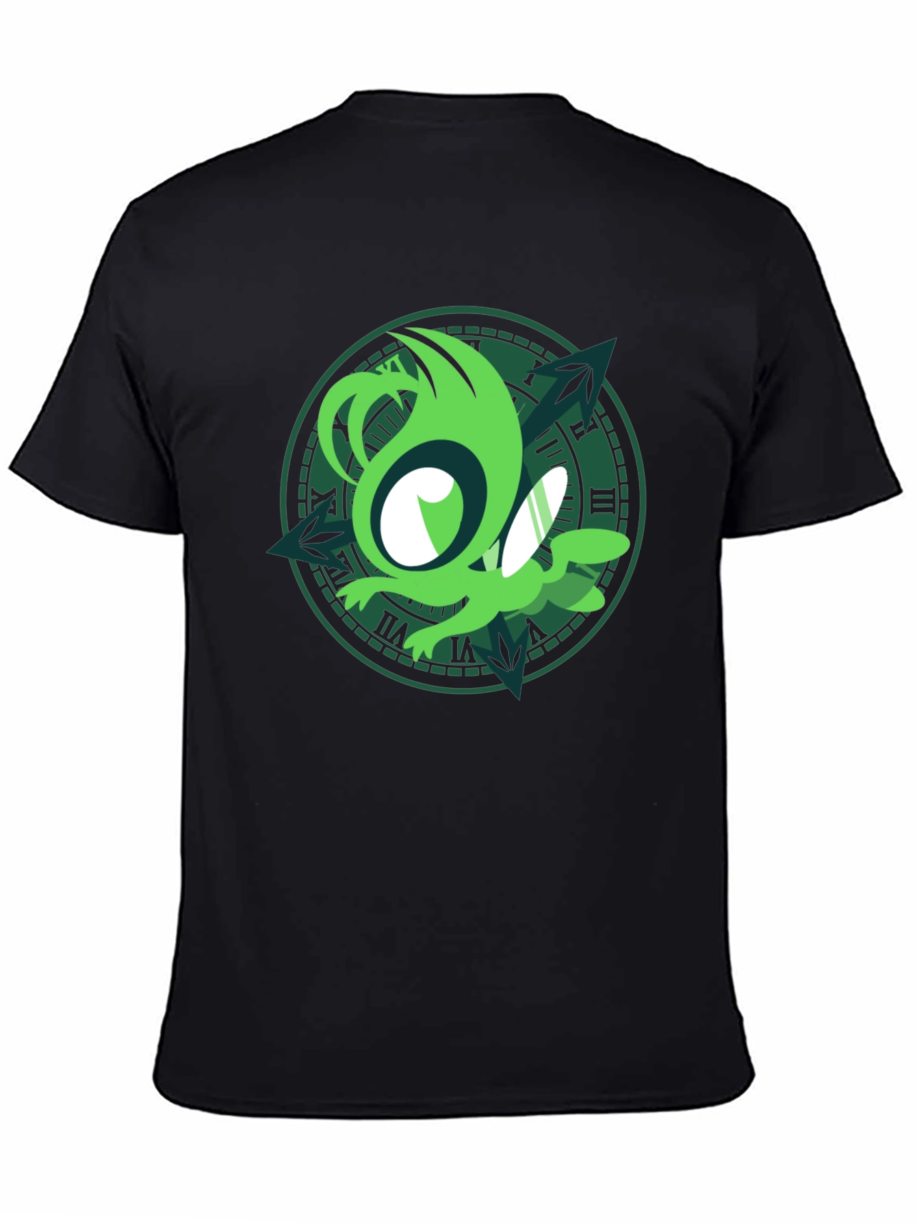 Green Sprite Graphic Black T-Shirt