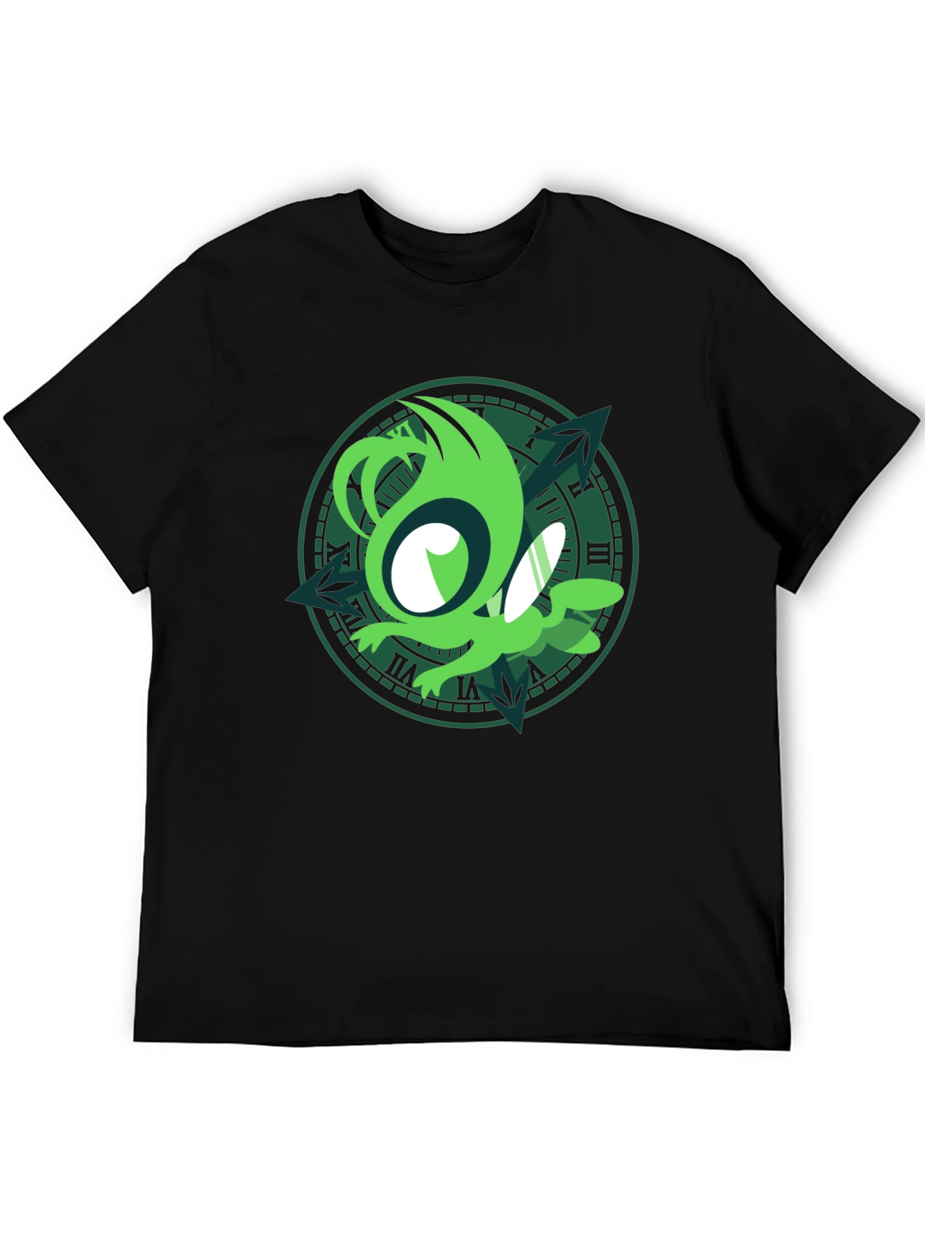 Green Sprite Graphic Black T-Shirt
