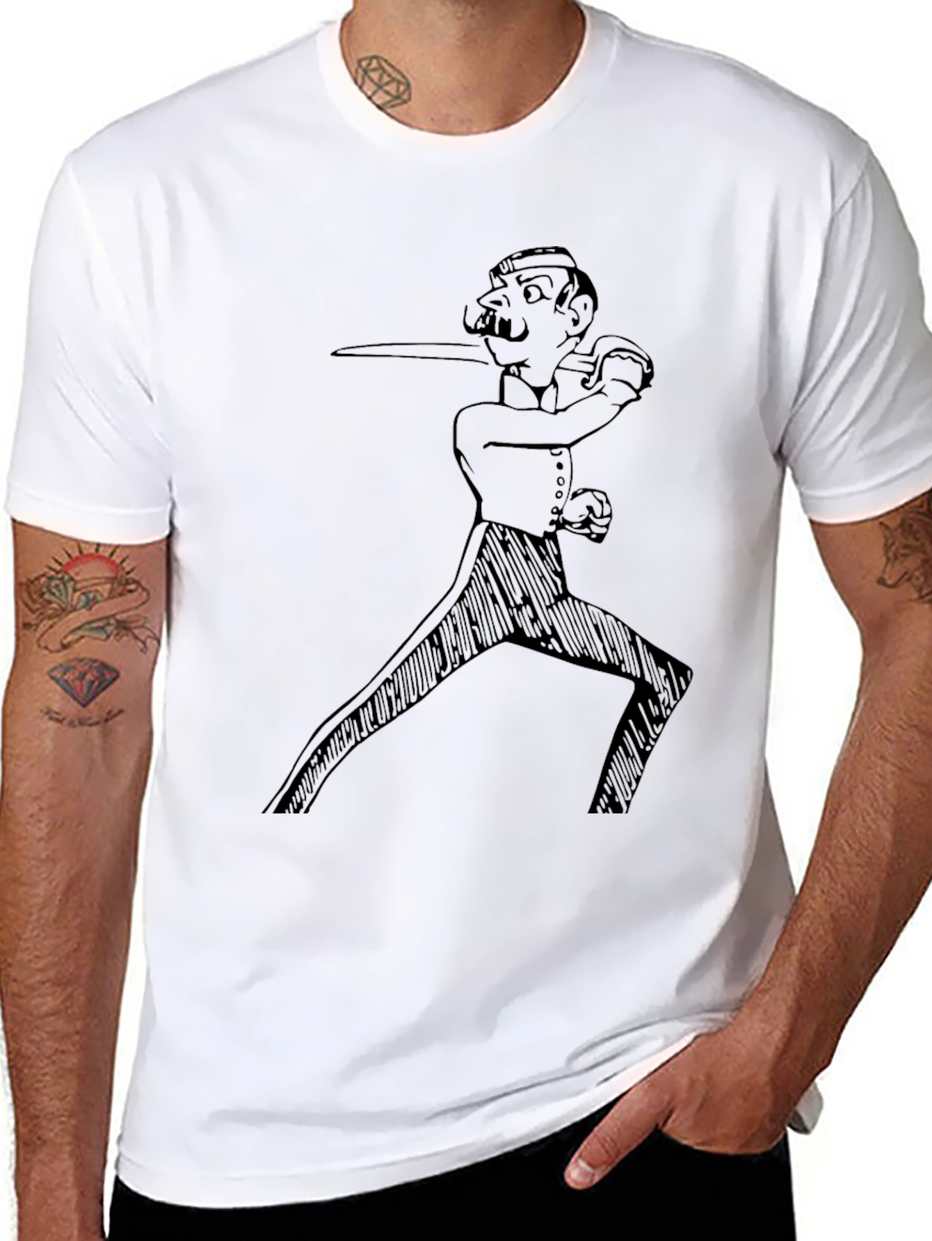 Gentleman Fencer Graphic Tee - Black Cotton