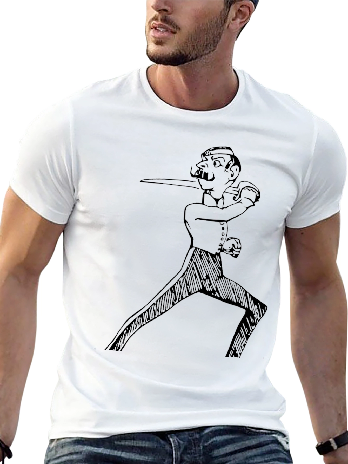 Gentleman Fencer Graphic Tee - Black Cotton