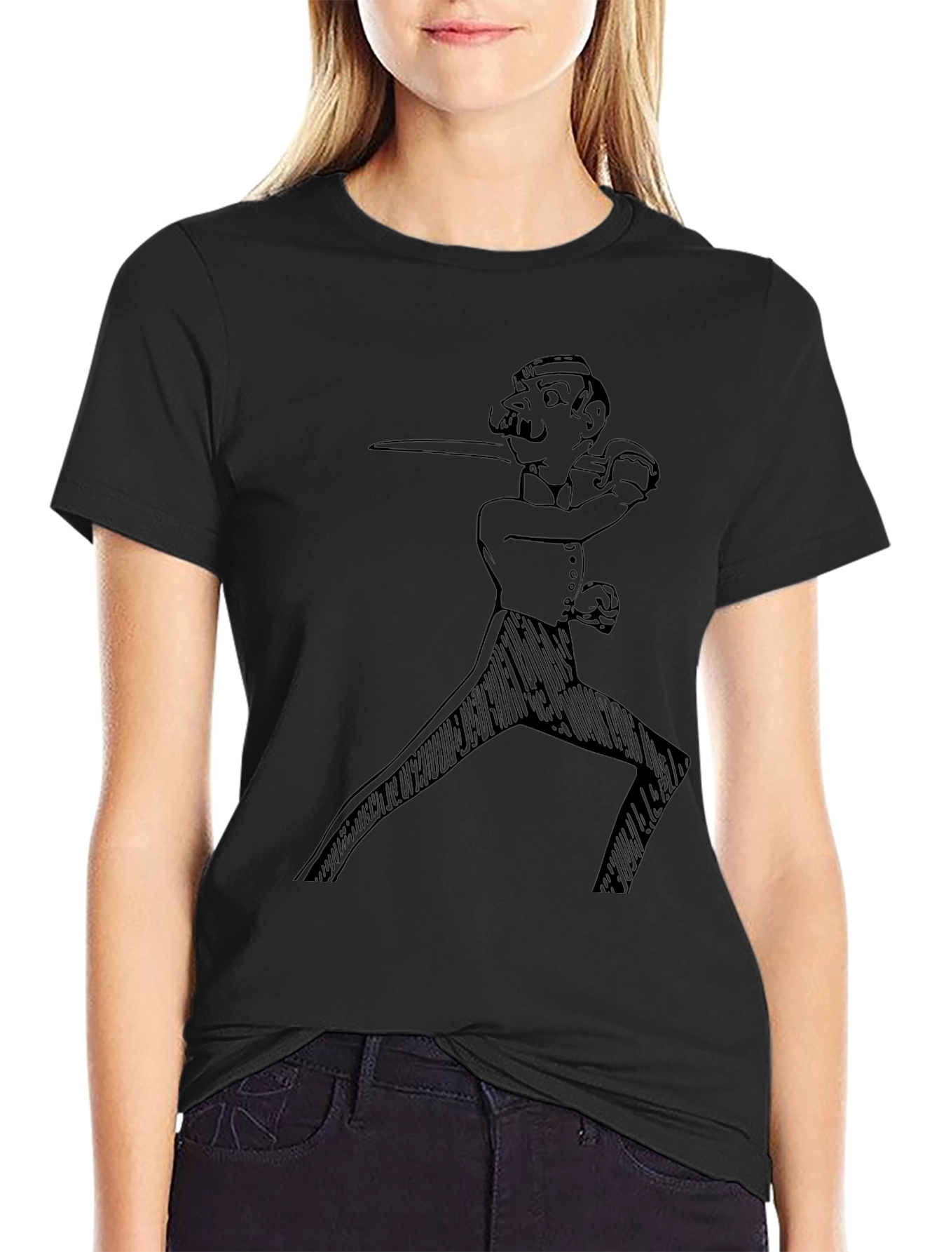 Gentleman Fencer Graphic Tee - Black Cotton