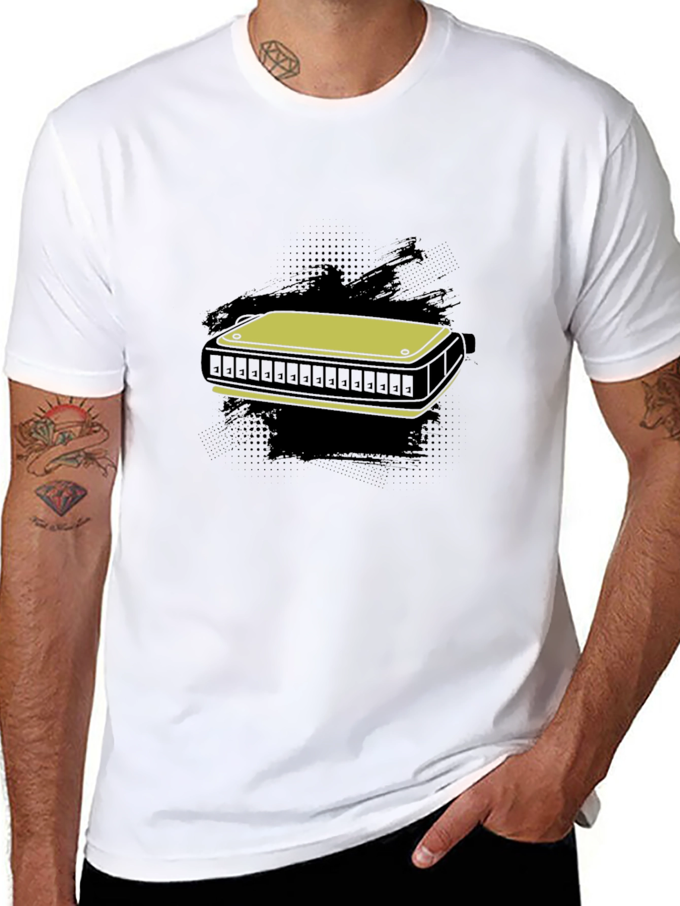 Harmonica Graphic T-Shirt - Music Lover Tee