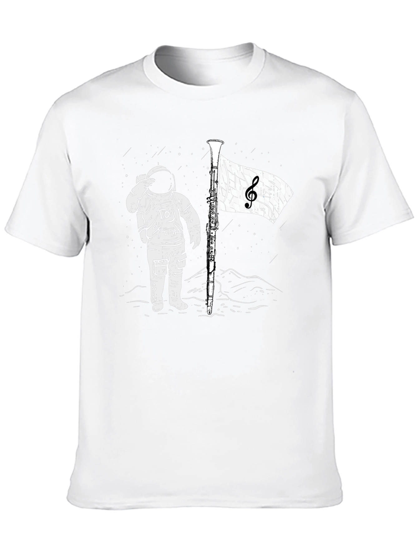 Astronaut Music Flag Black T-Shirt