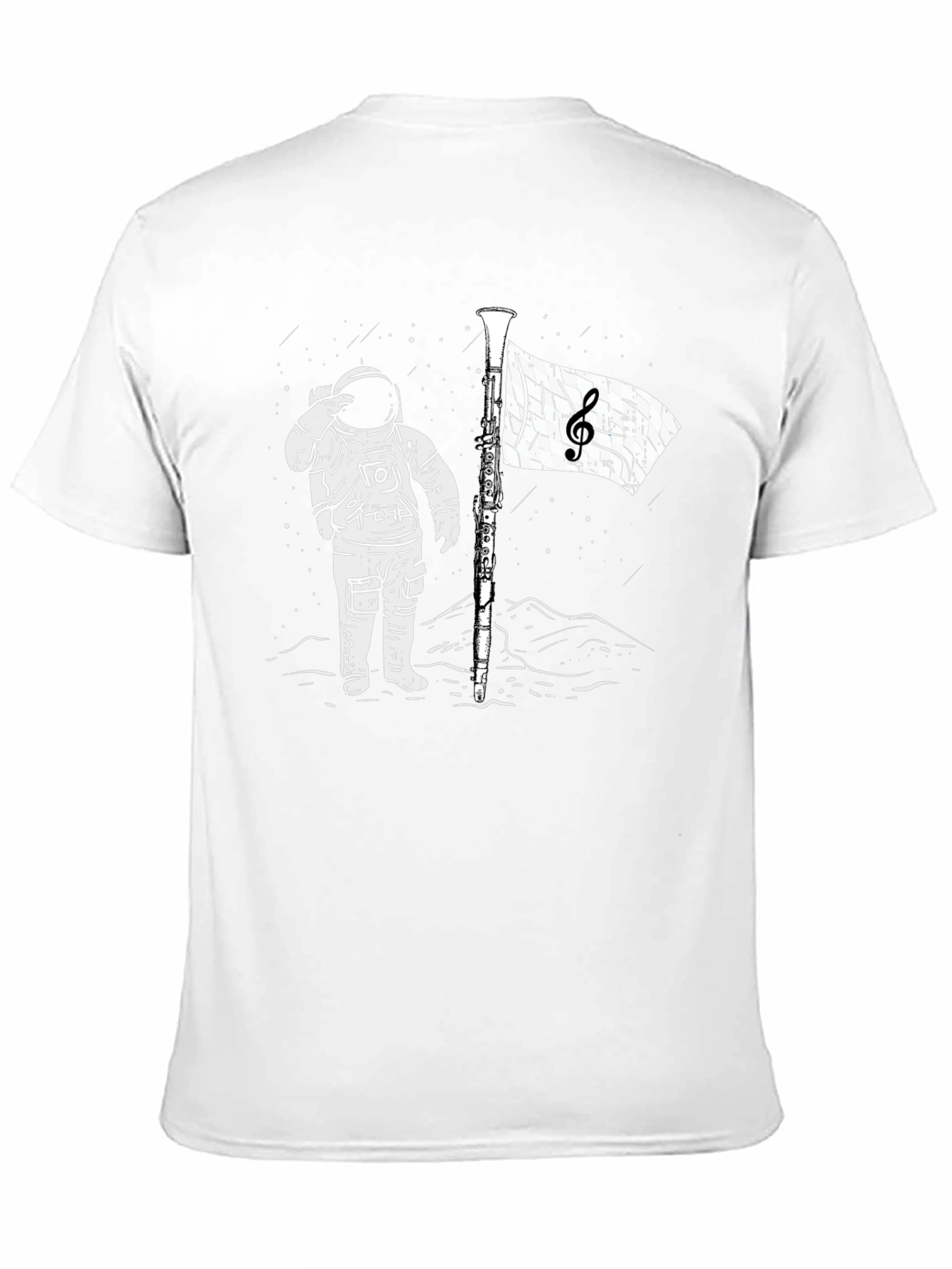 Astronaut Music Flag Black T-Shirt