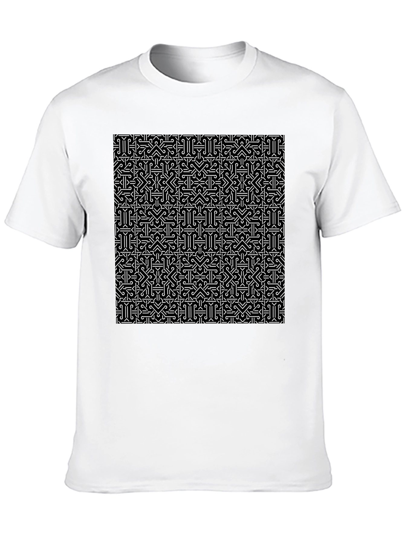 Patterned Black T-Shirt - Geometric Design