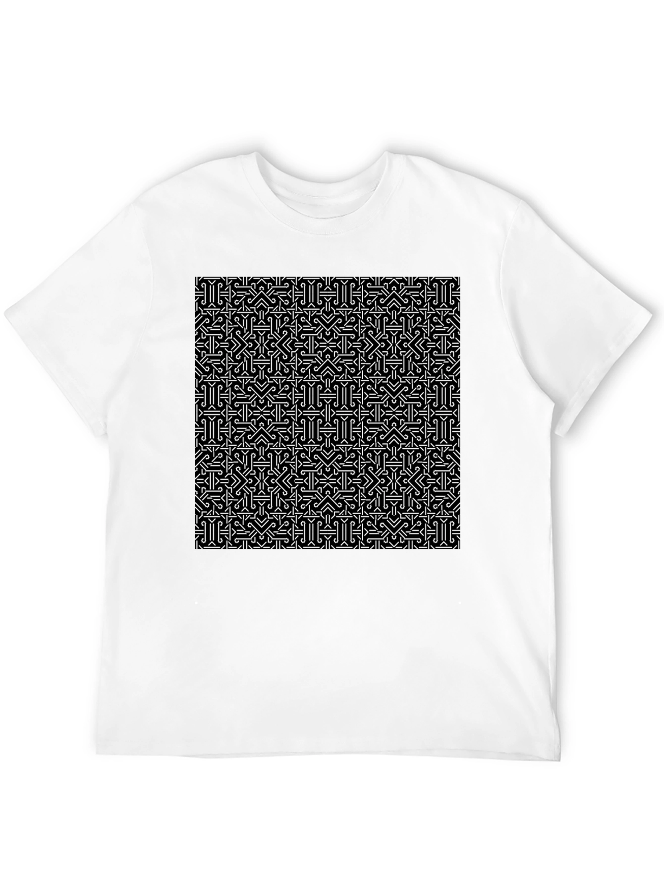 Patterned Black T-Shirt - Geometric Design