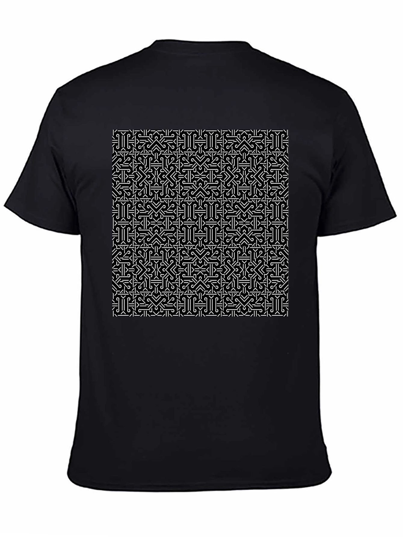 Patterned Black T-Shirt - Geometric Design