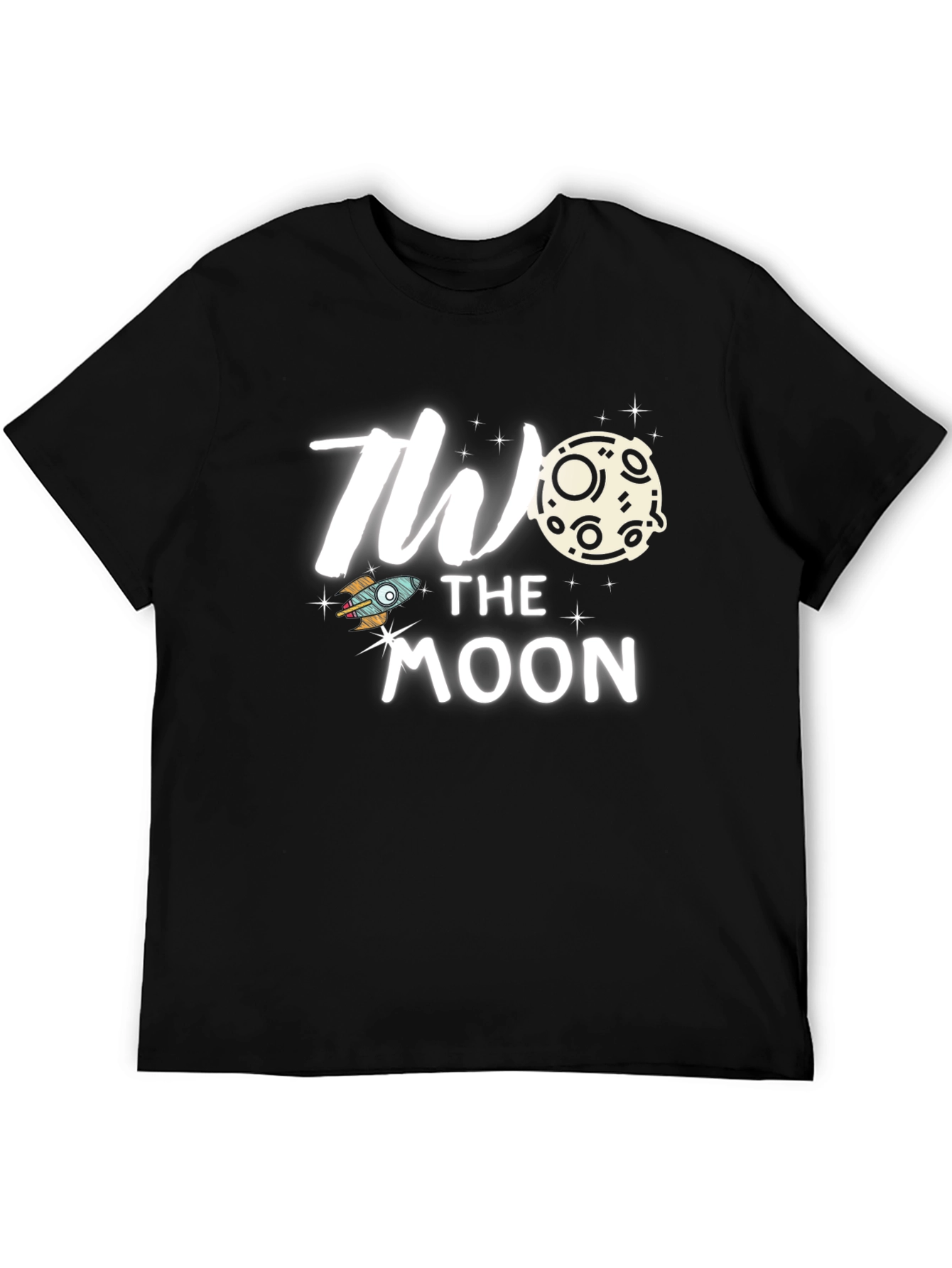 To the Moon Graphic Tee Trendy Black T-Shirt