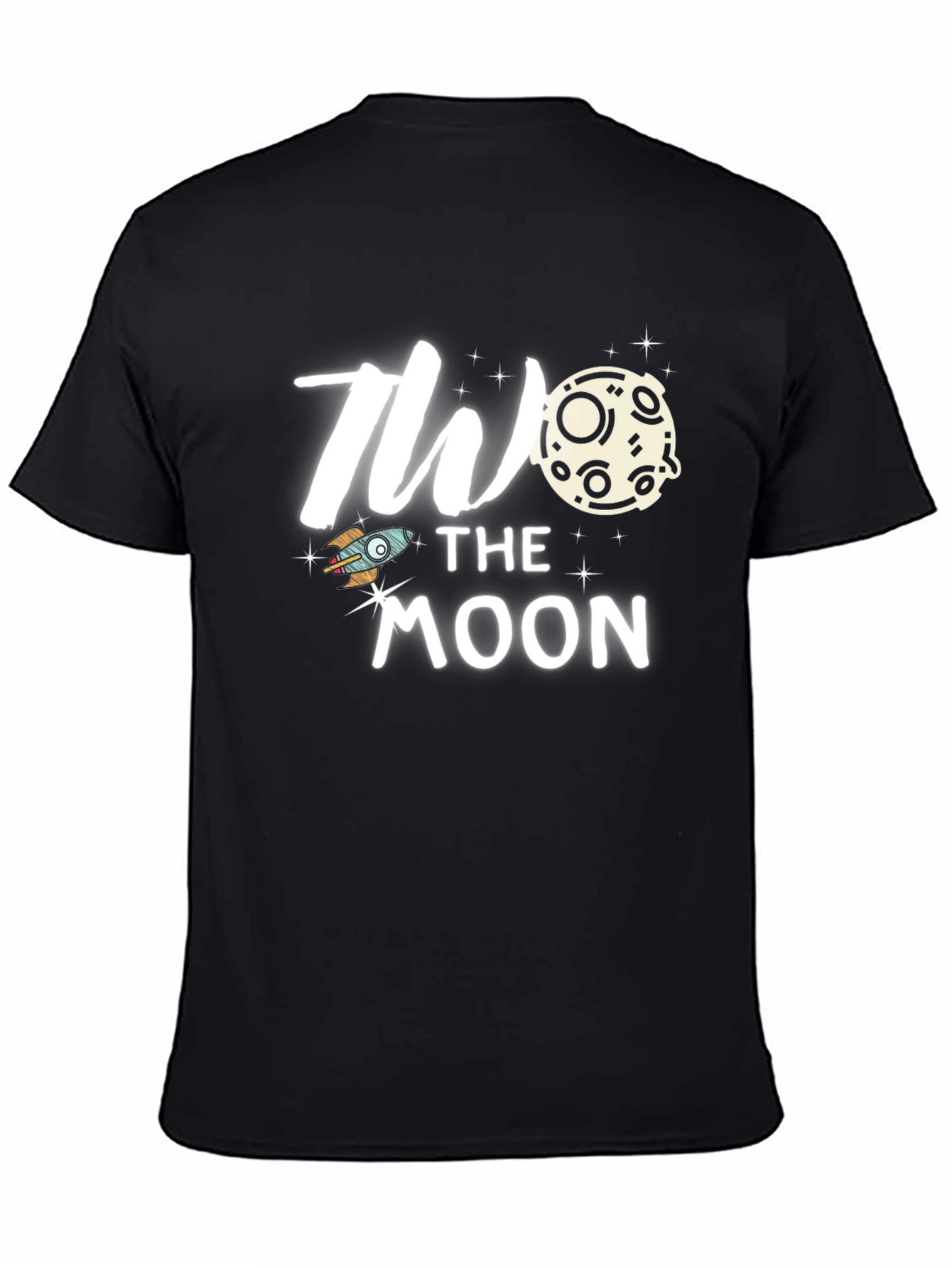 To the Moon Graphic Tee Trendy Black T-Shirt