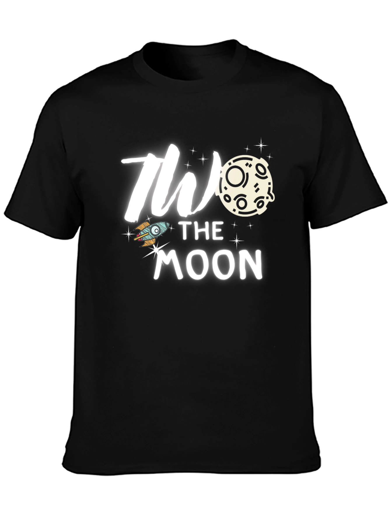 To the Moon Graphic Tee Trendy Black T-Shirt