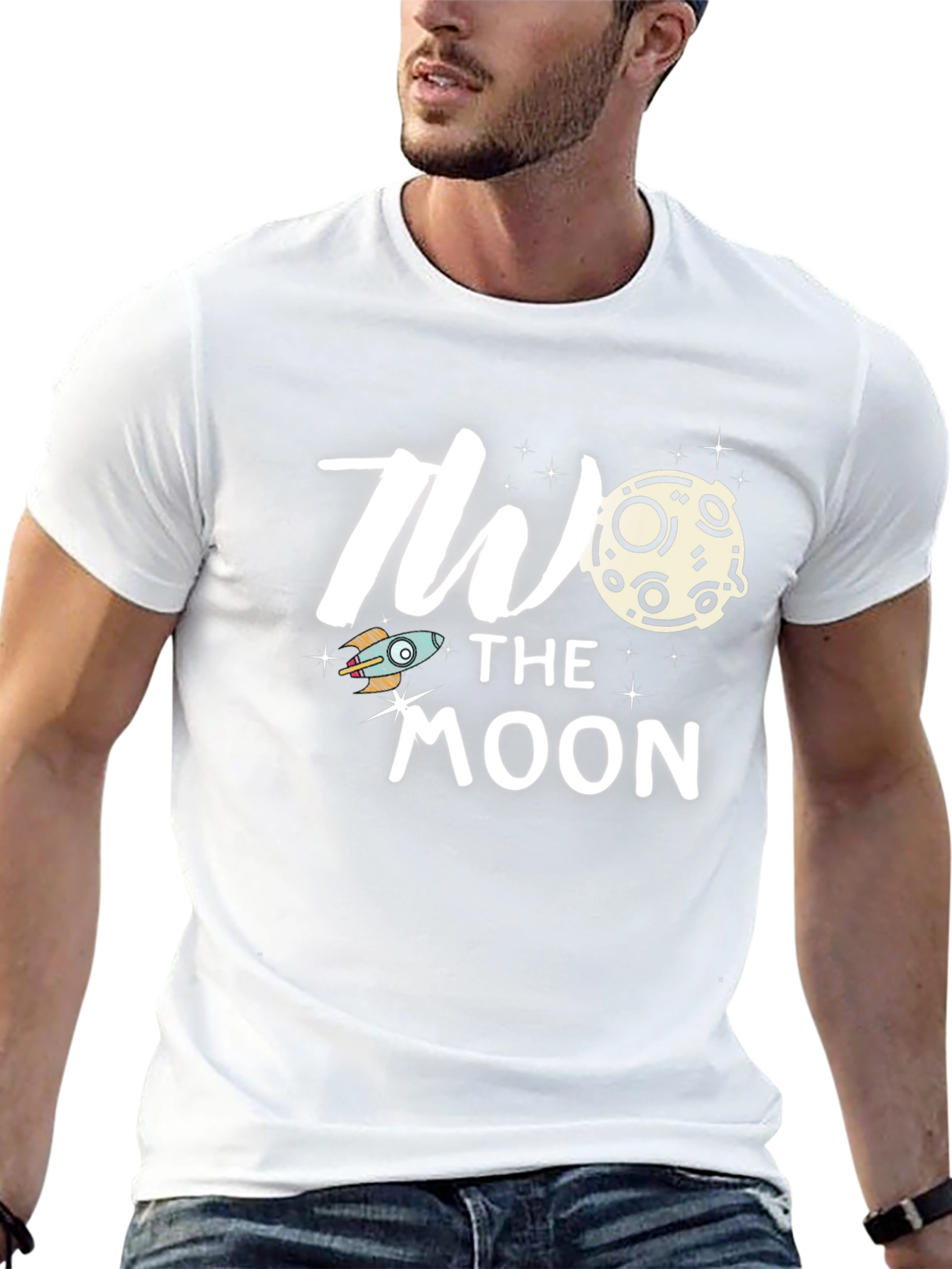 To the Moon Graphic Tee Trendy Black T-Shirt