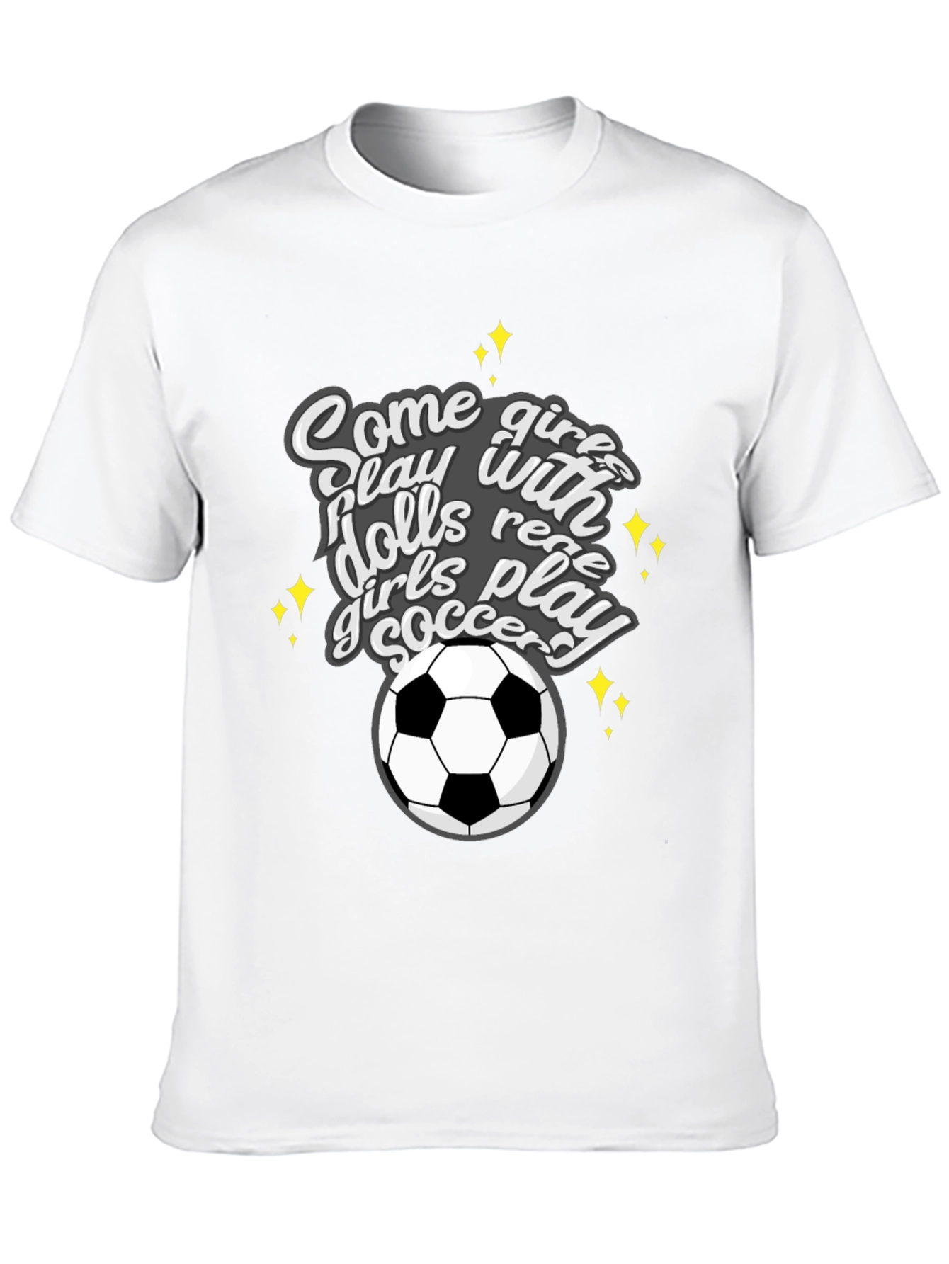 Girls Play Soccer T-Shirt - Black Crew Neck Tee