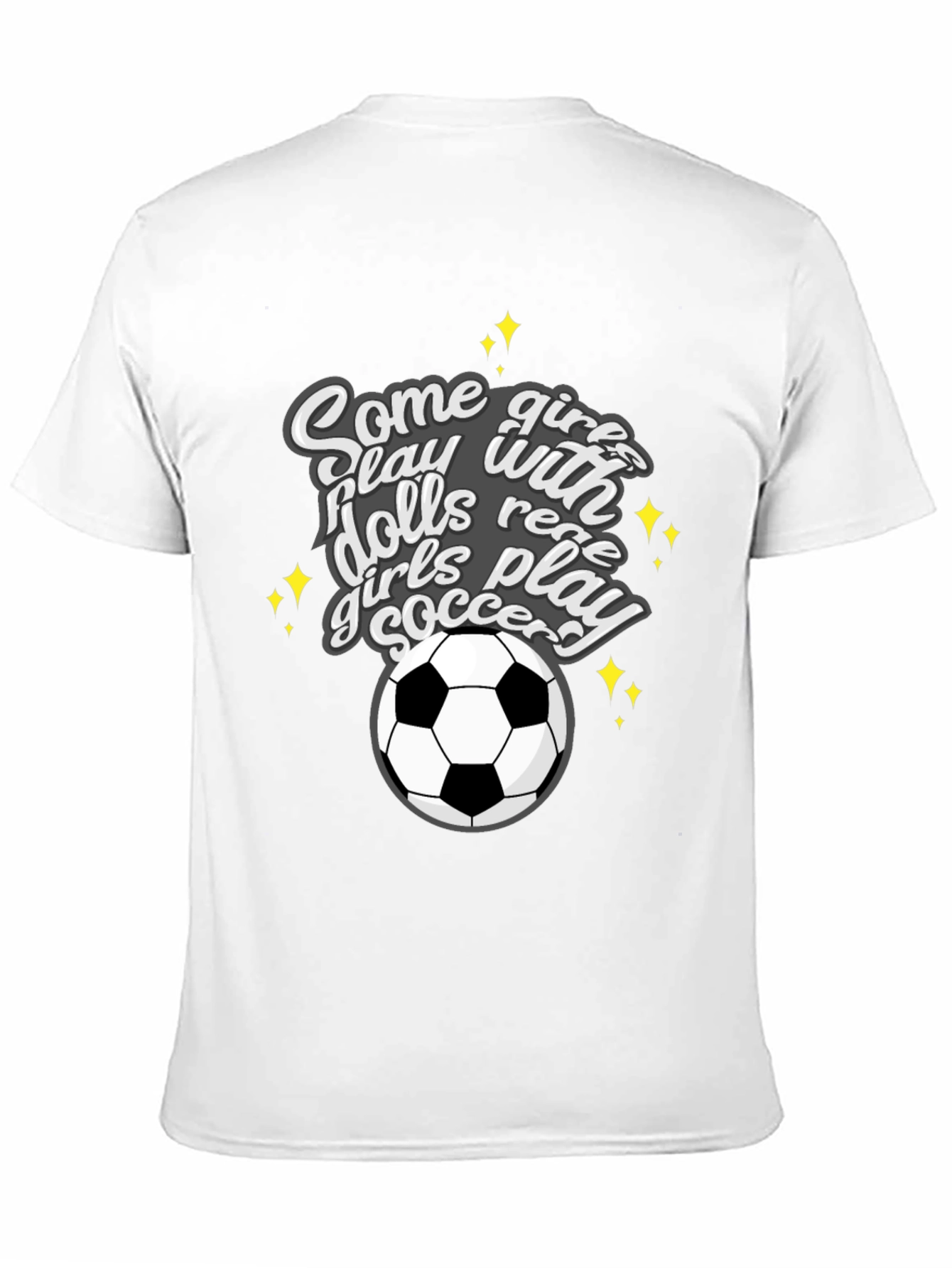 Girls Play Soccer T-Shirt - Black Crew Neck Tee