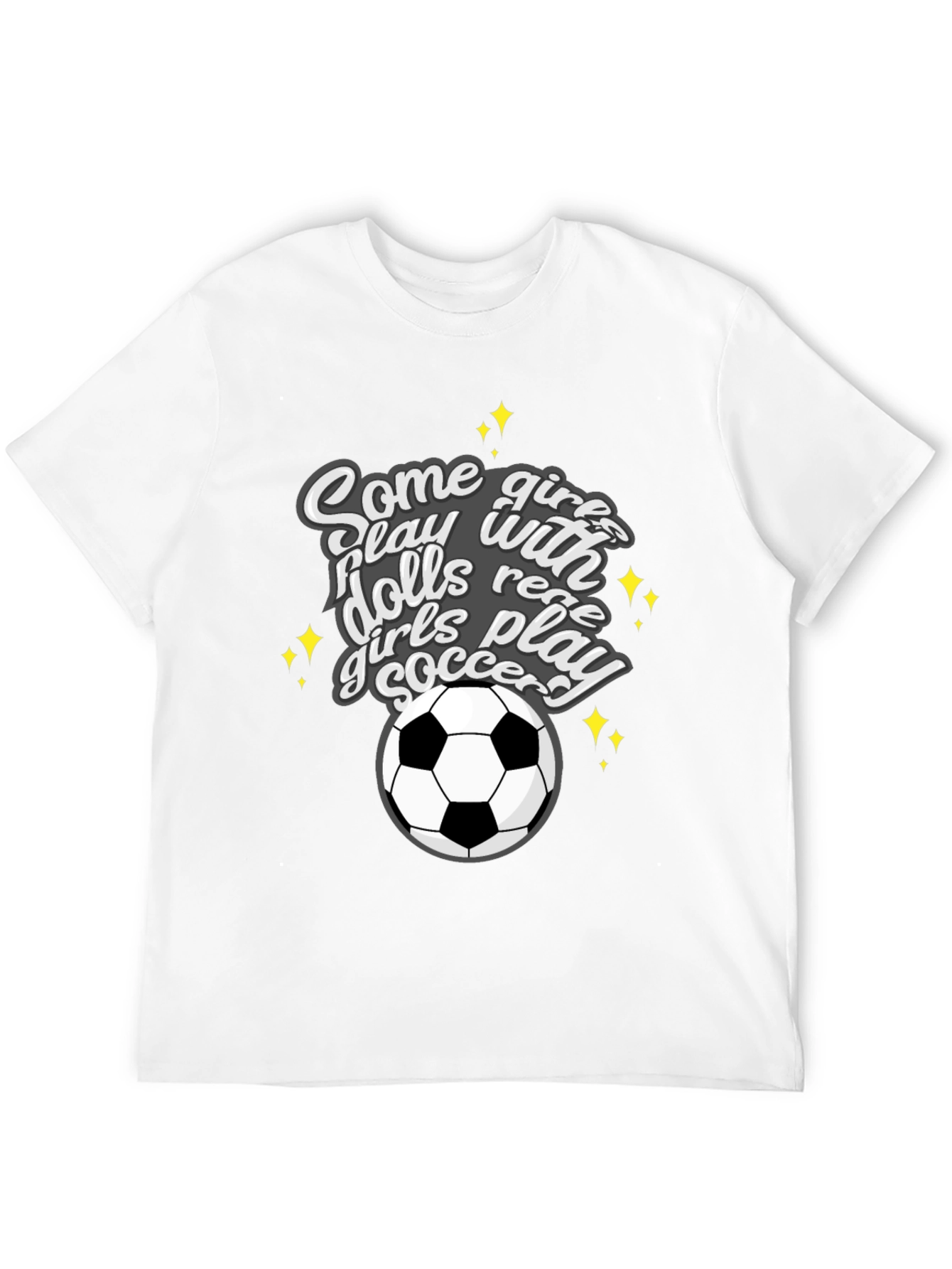 Girls Play Soccer T-Shirt - Black Crew Neck Tee