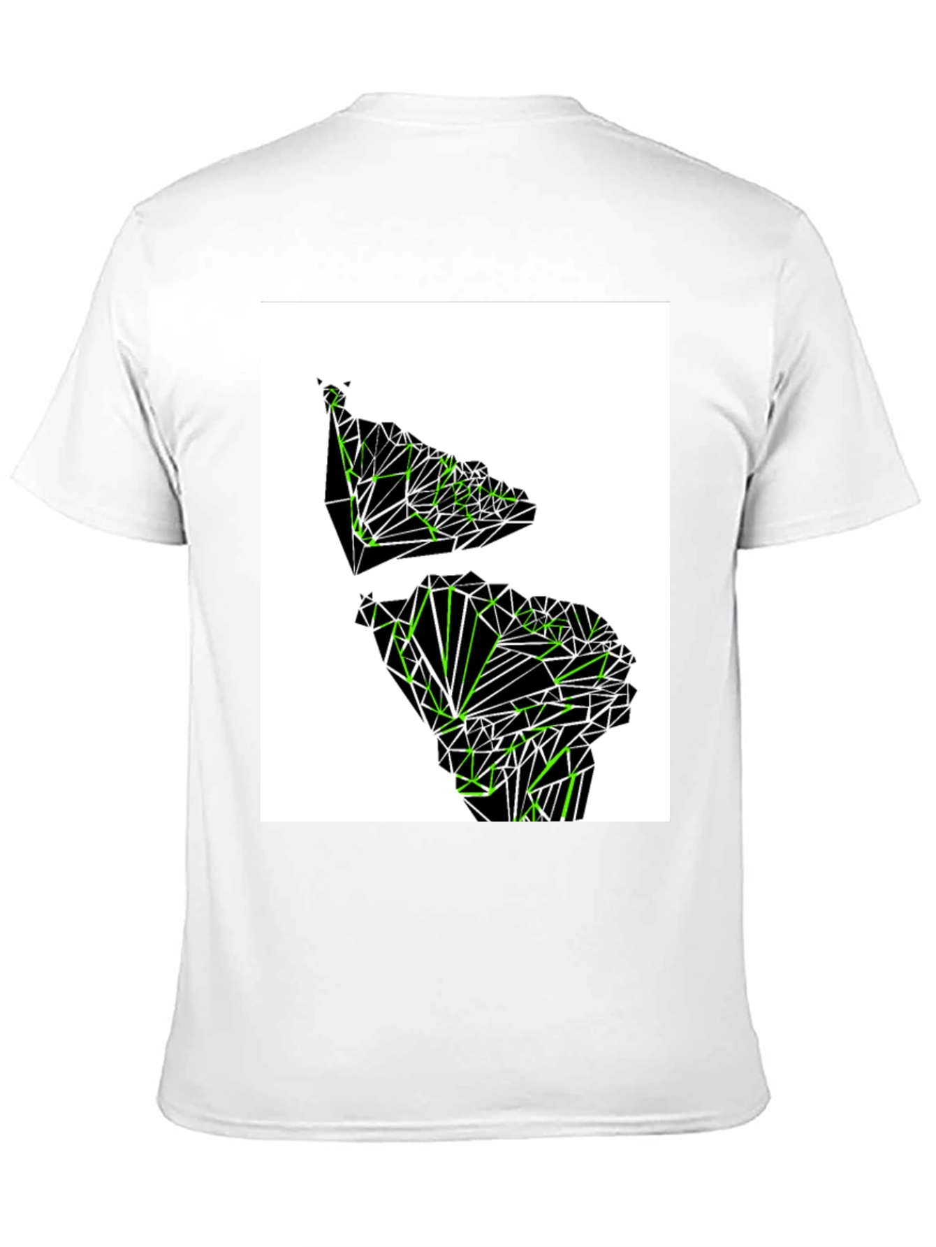 Geometric Green Continent Graphic Tee - Black