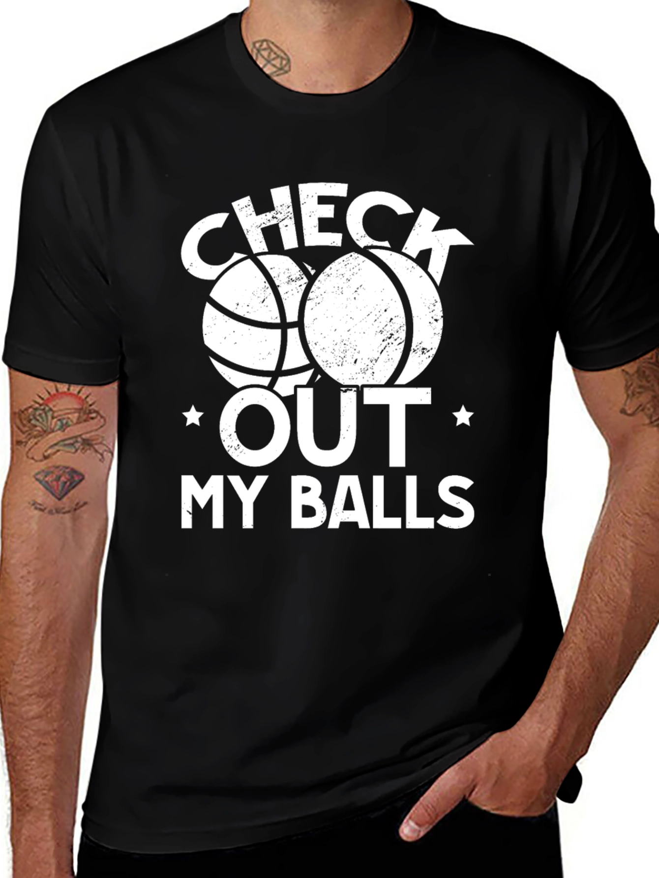 Funny Basketball Graphic T-Shirt - Check Out My Balls