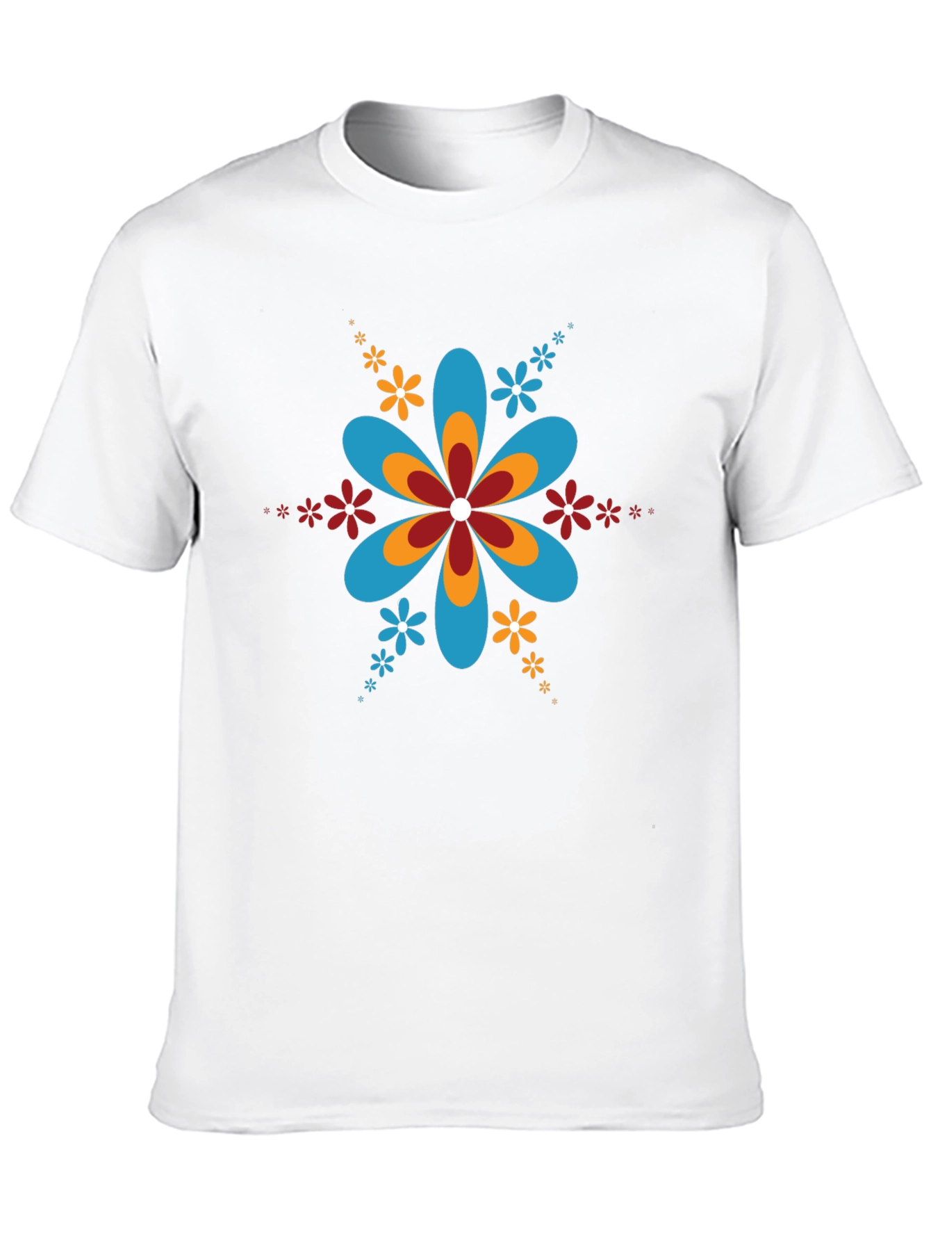 Retro Flower Power Black T-Shirt
