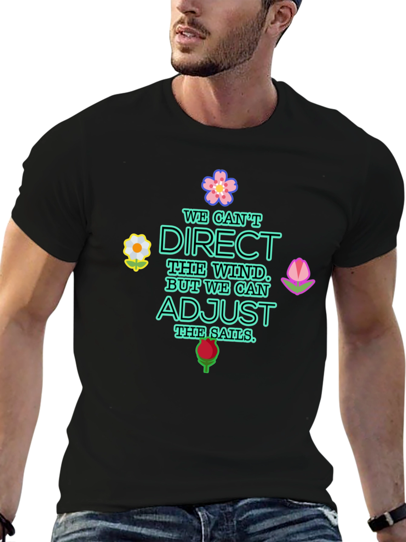 Inspirational Graphic Tee - Adjust the Sails Quote Shirt