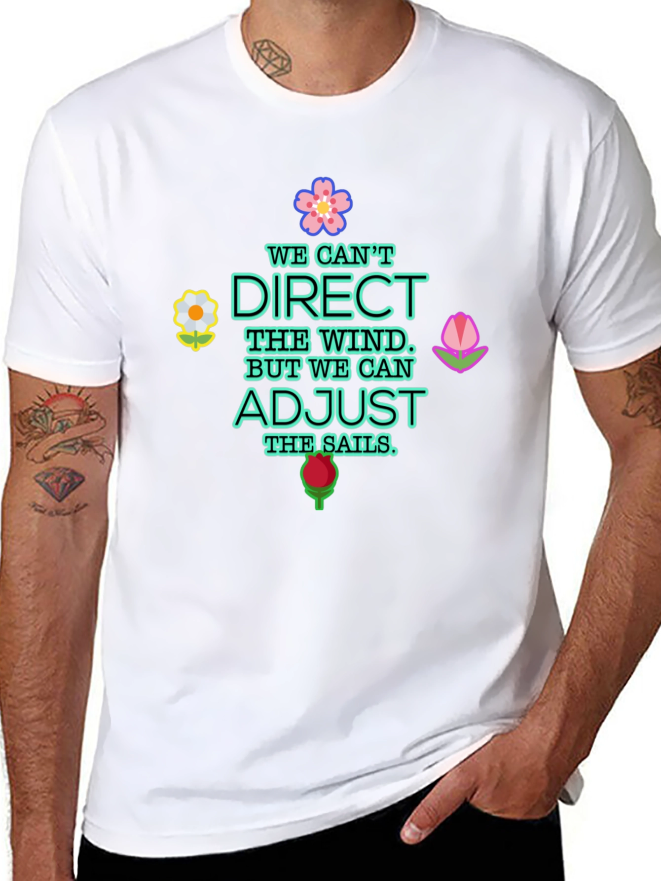 Inspirational Graphic Tee - Adjust the Sails Quote Shirt