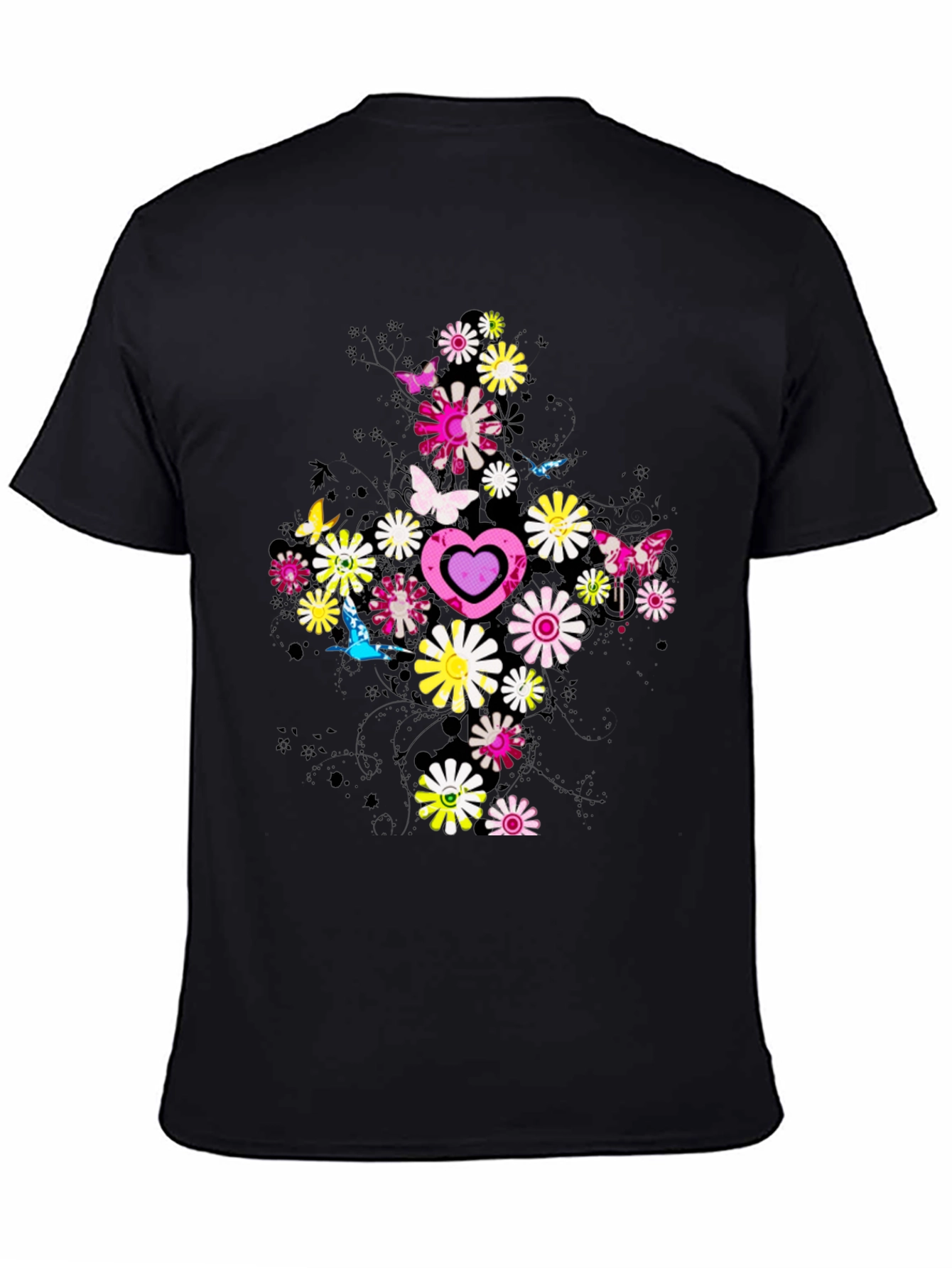 Floral Heart Graphic Tee - Trendy Design