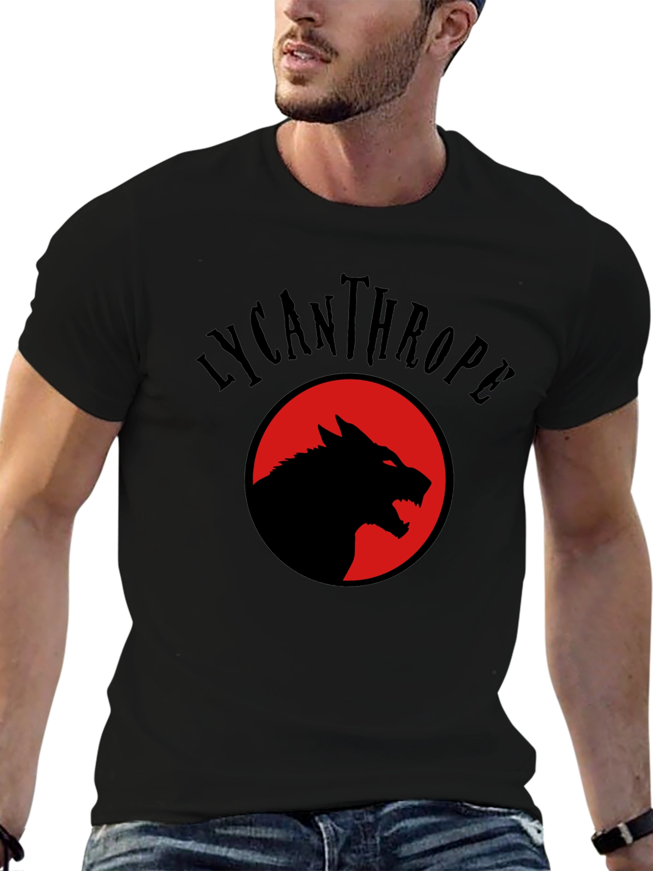 Lycanthrope Wolf Graphic Tee - Black Crew Neck T-Shirt