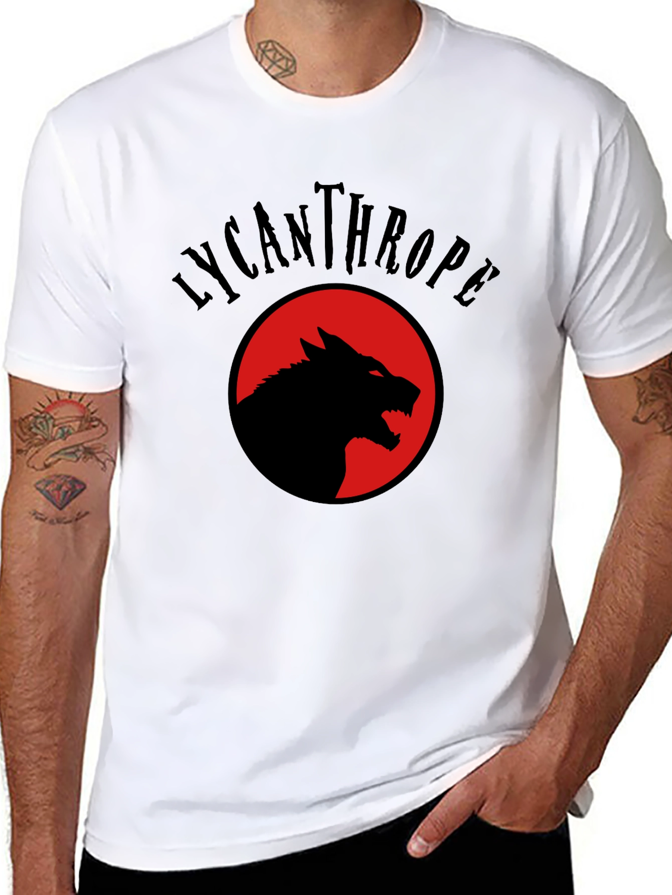 Lycanthrope Wolf Graphic Tee - Black Crew Neck T-Shirt