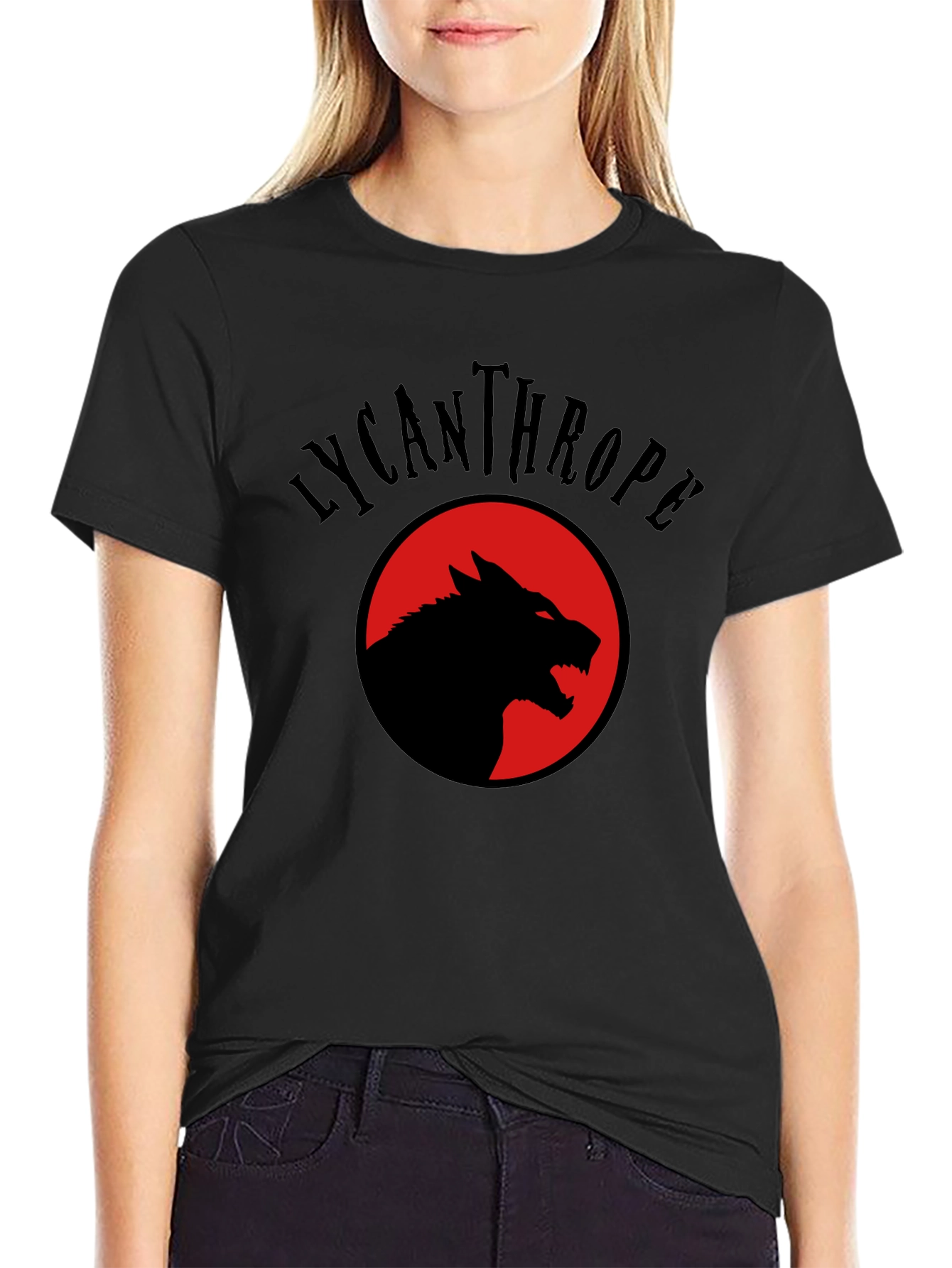 Lycanthrope Wolf Graphic Tee - Black Crew Neck T-Shirt