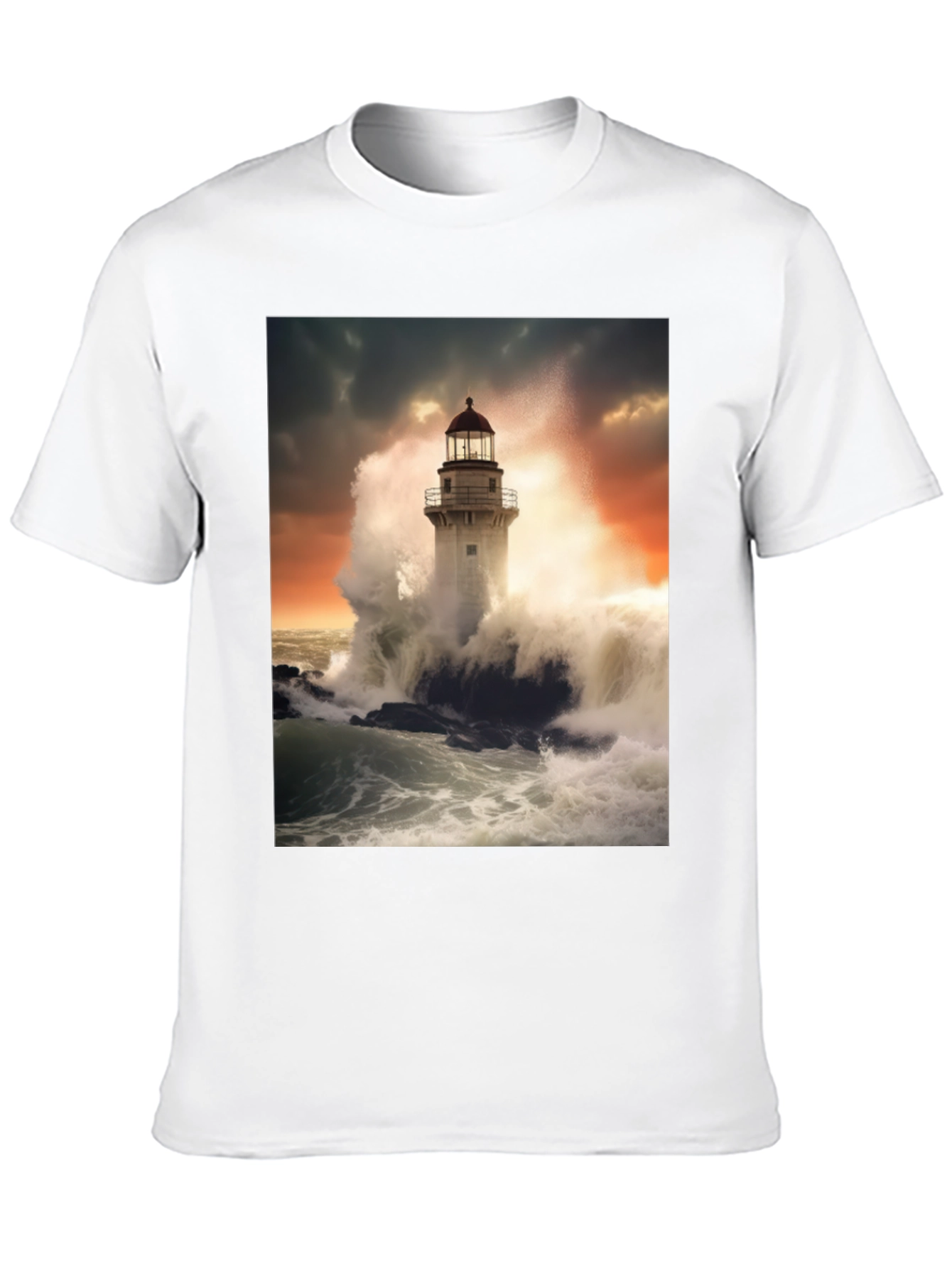 Lighthouse Wave T-Shirt - Stormy Sea Design