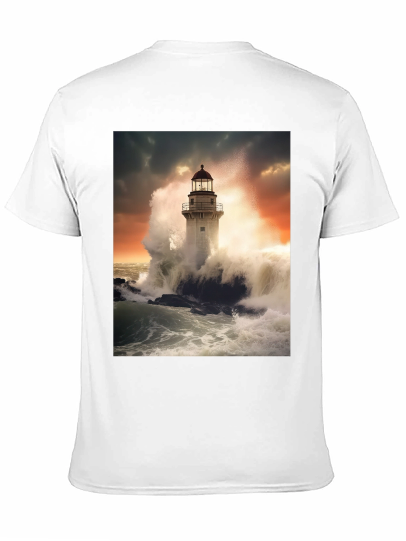 Lighthouse Wave T-Shirt - Stormy Sea Design