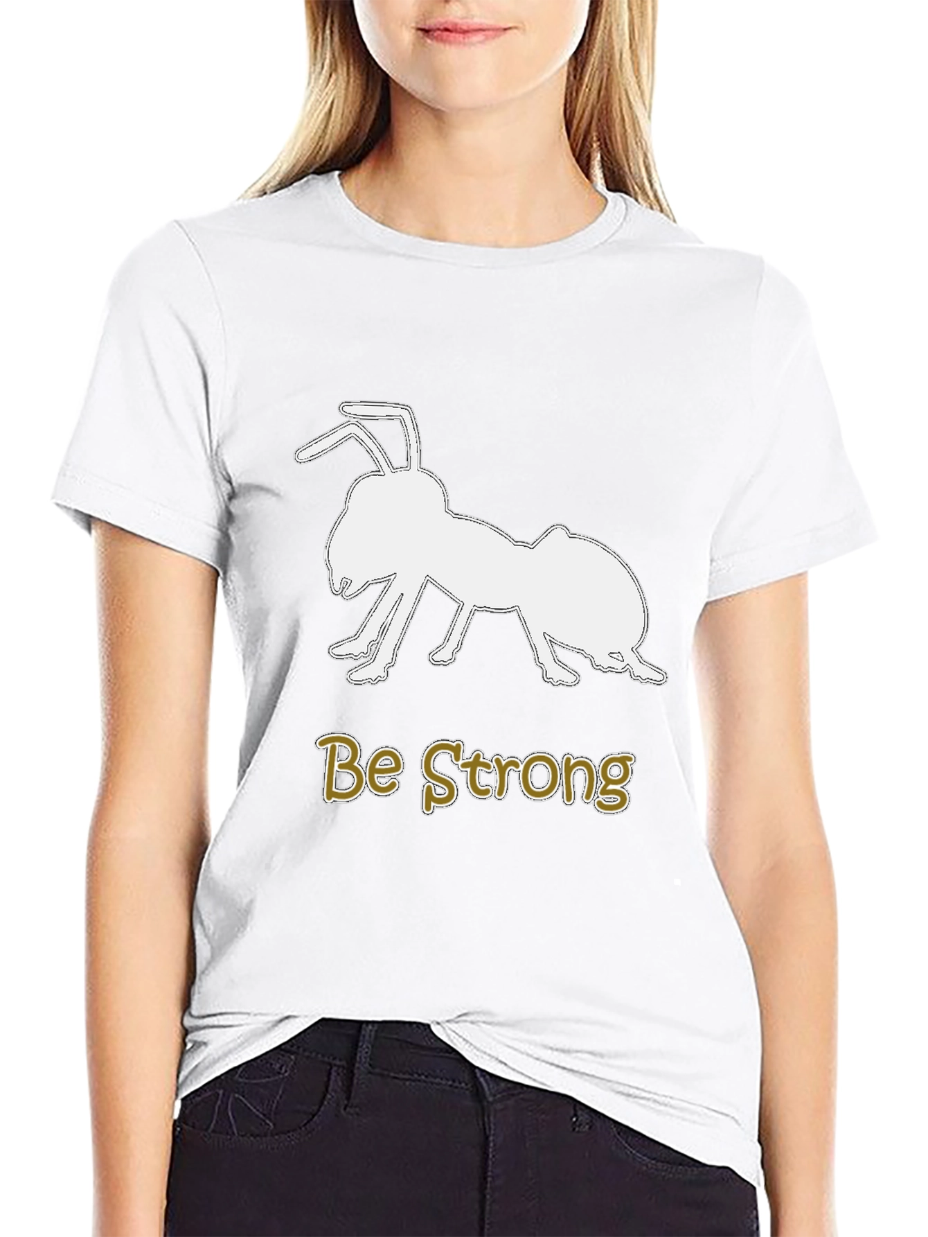 Be Strong Ant Graphic Tee - Motivational Black T-Shirt