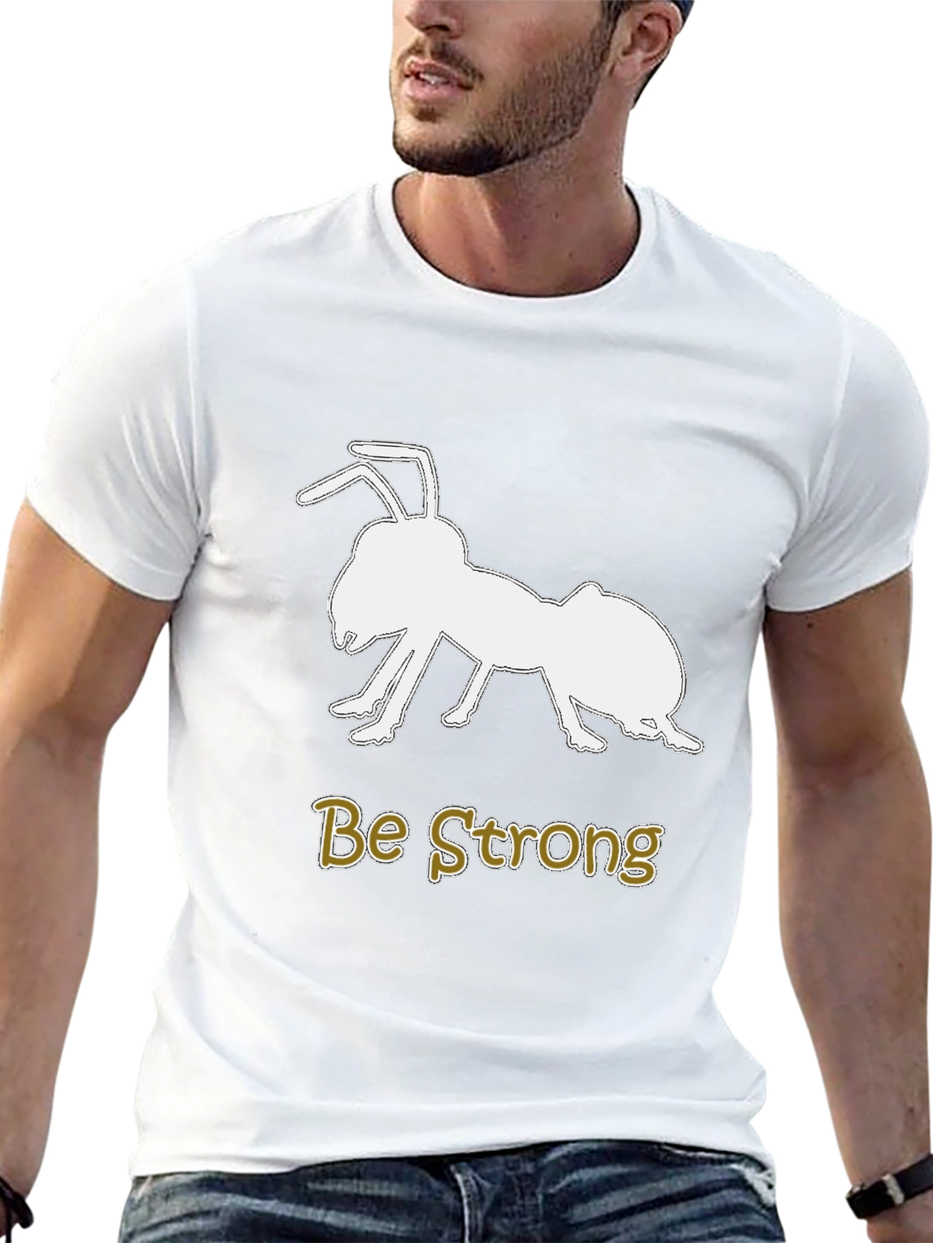 Be Strong Ant Graphic Tee - Motivational Black T-Shirt