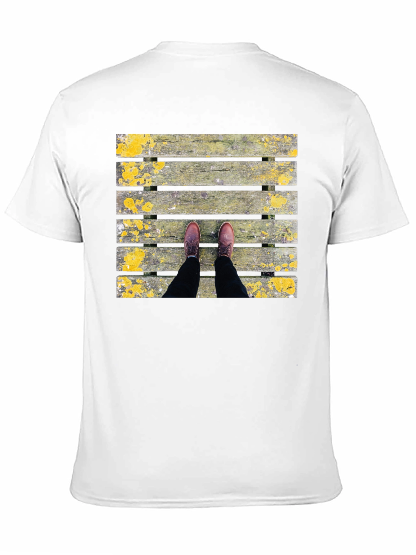 Wooden Plank Print Black T-Shirt