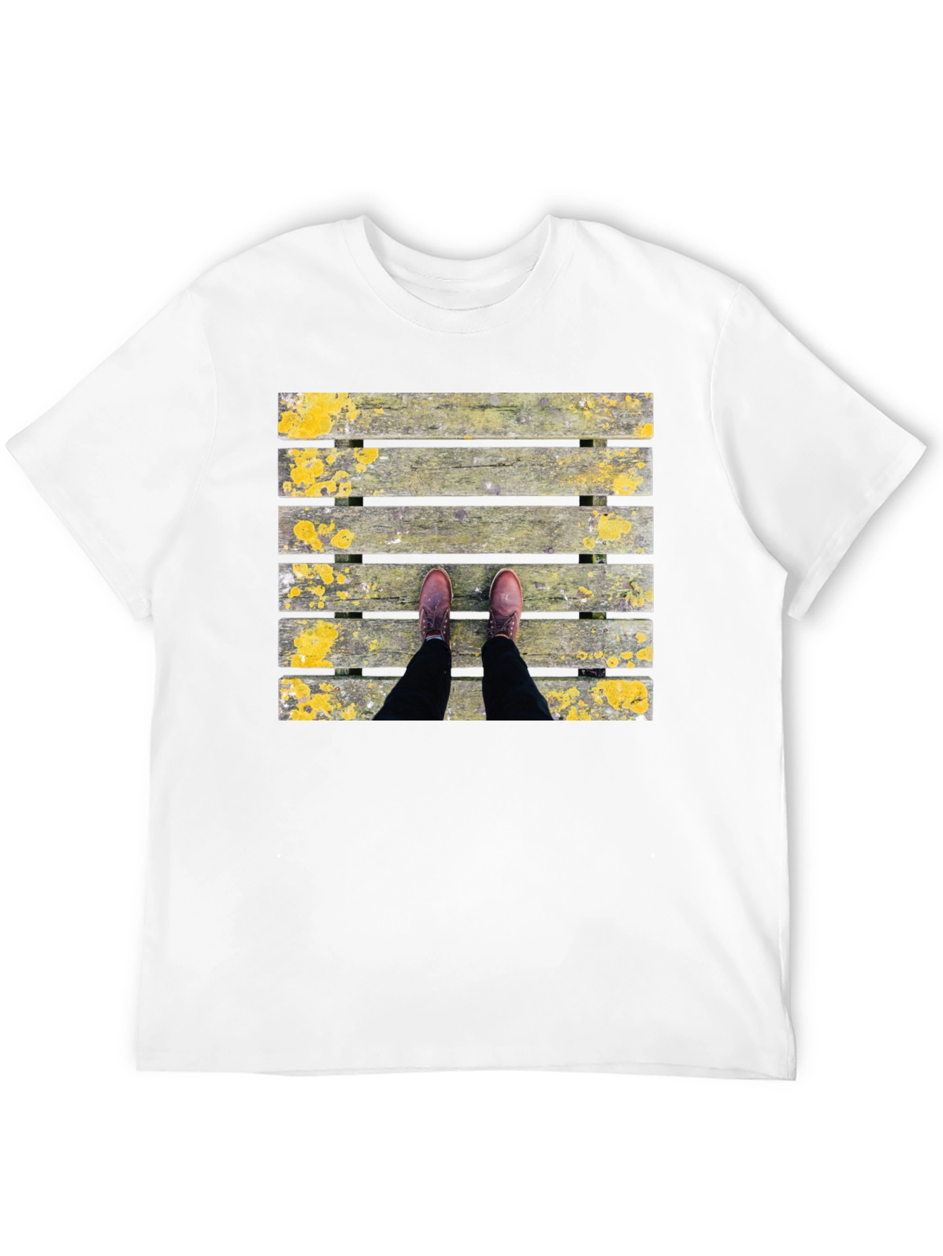 Wooden Plank Print Black T-Shirt