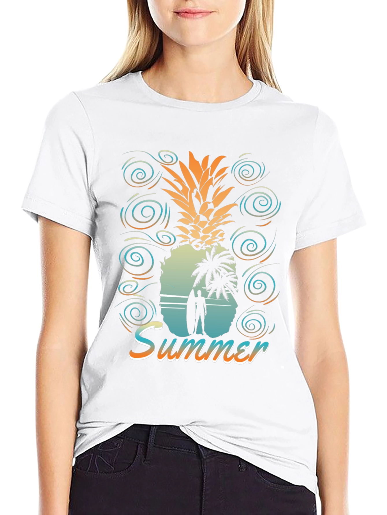 Summer Pineapple Graphic Tee - Beach Vibes