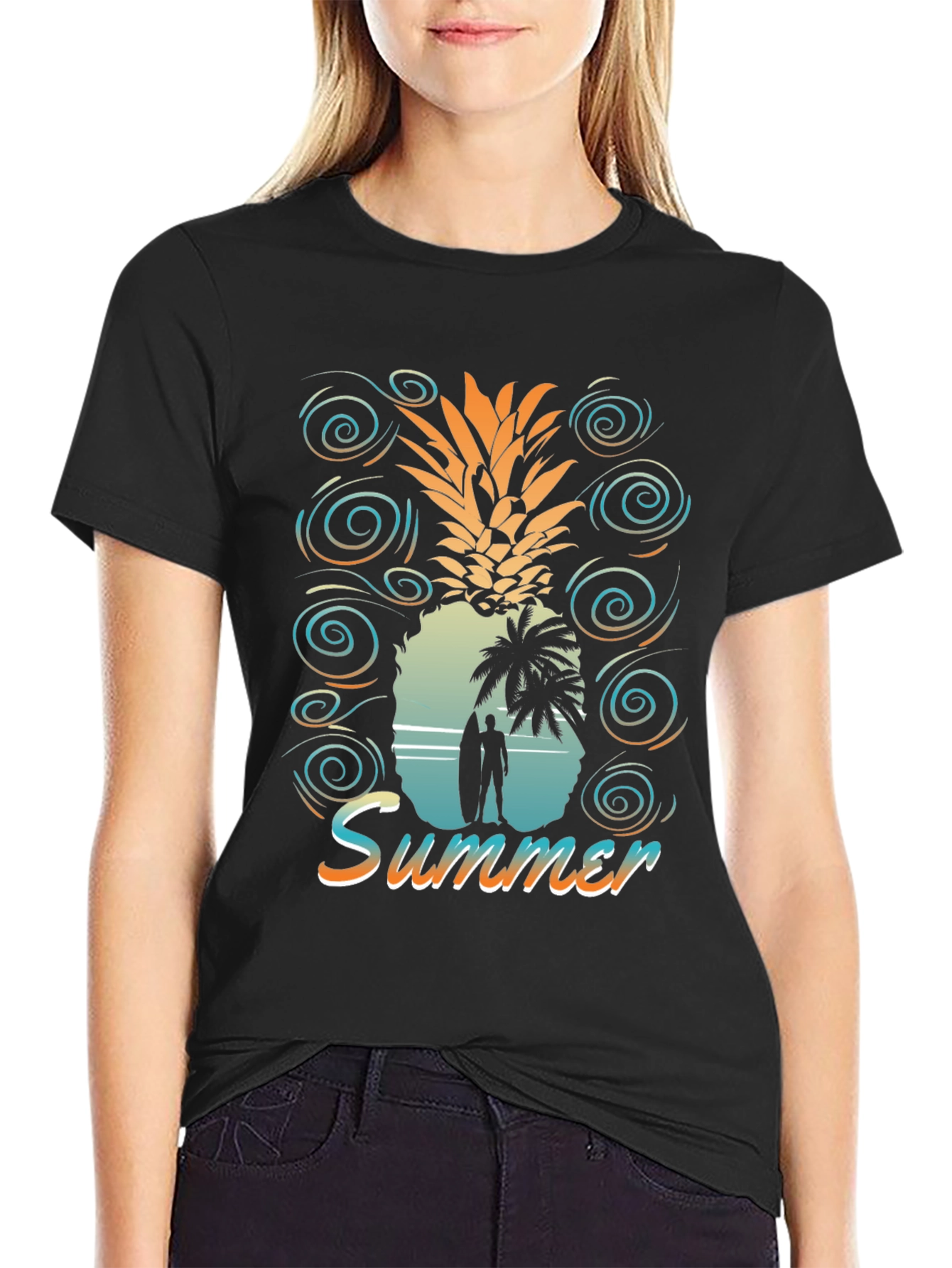 Summer Pineapple Graphic Tee - Beach Vibes