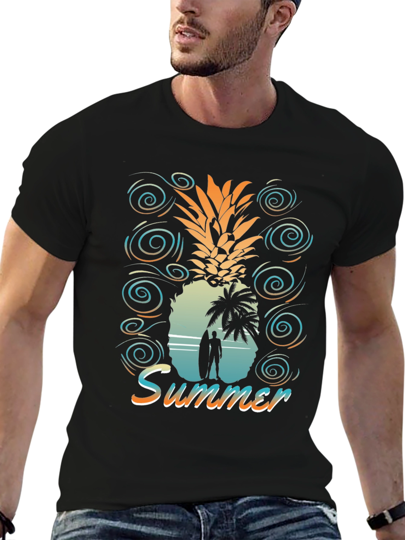 Summer Pineapple Graphic Tee - Beach Vibes