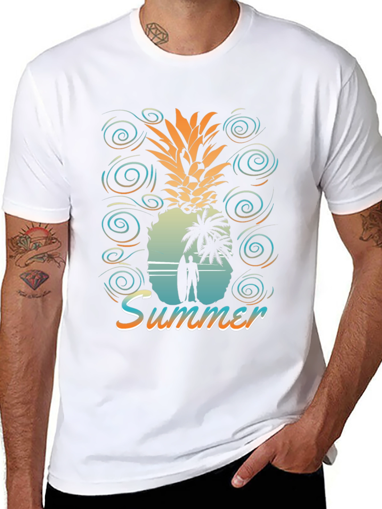 Summer Pineapple Graphic Tee - Beach Vibes