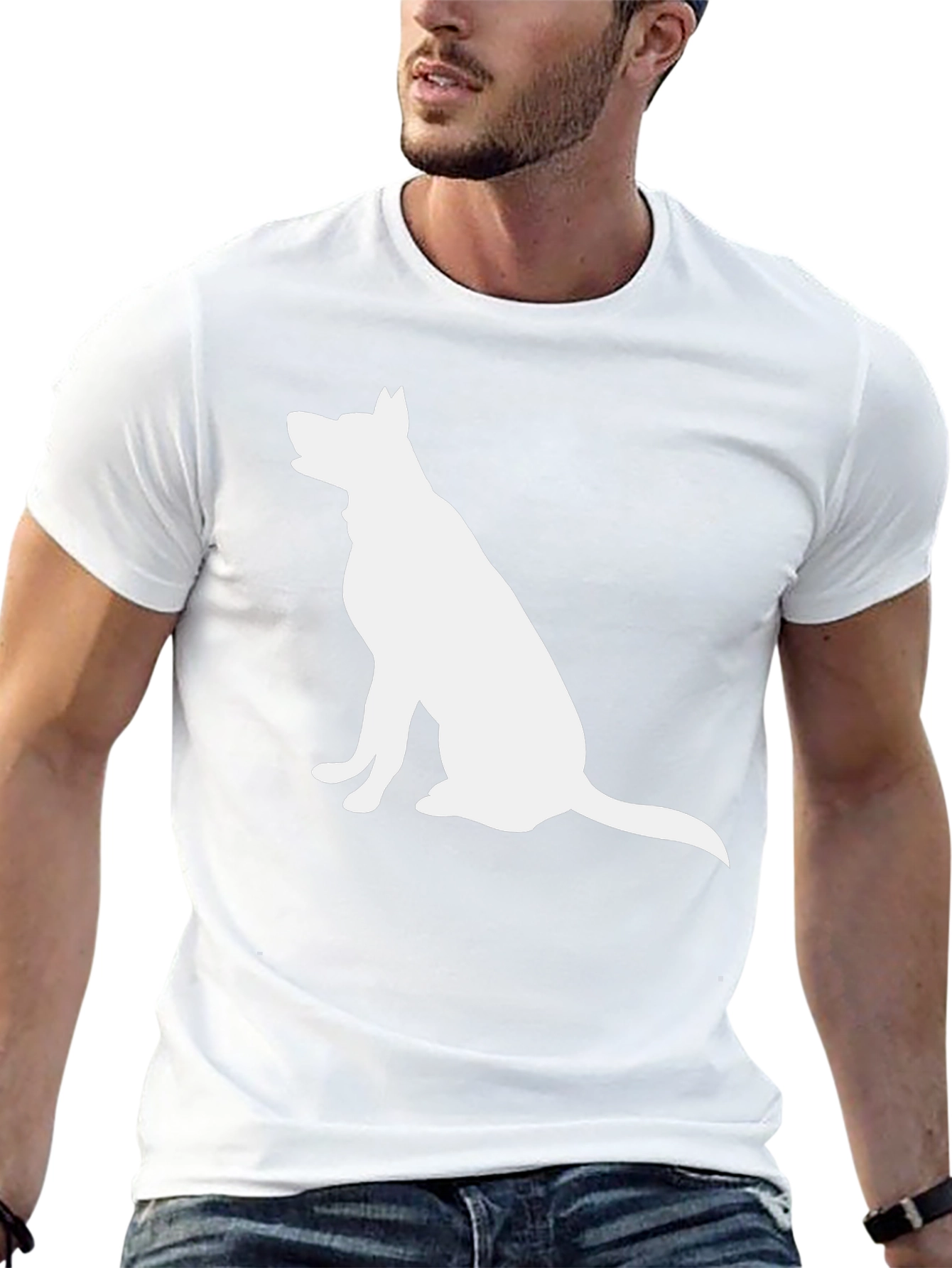 Dog Silhouette Graphic Tee - Black