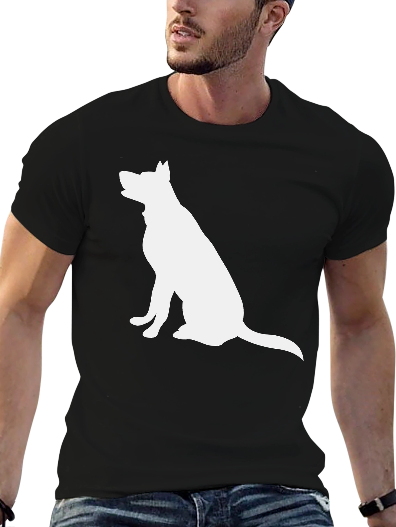 Dog Silhouette Graphic Tee - Black