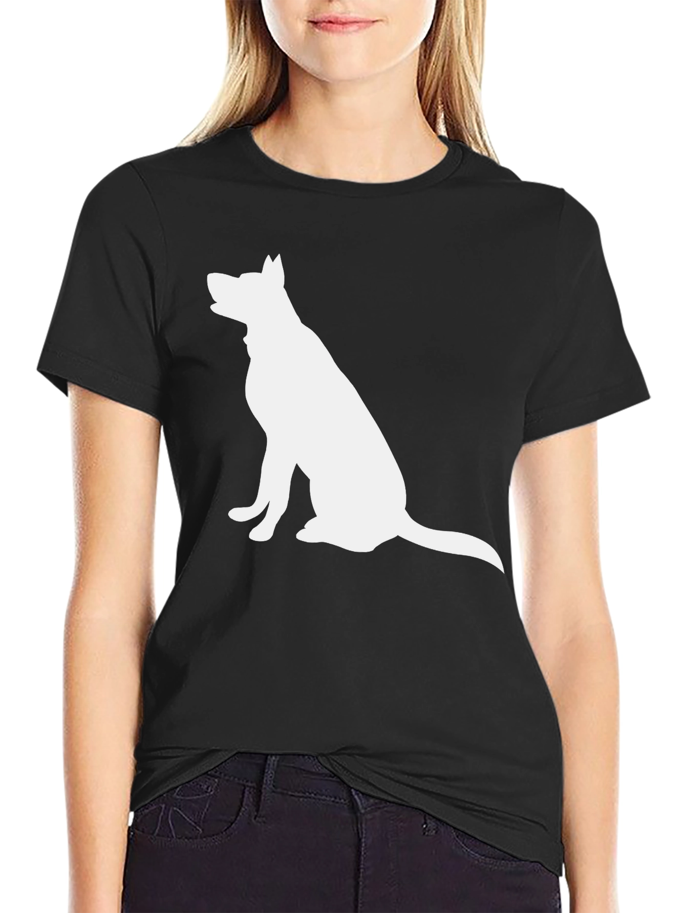 Dog Silhouette Graphic Tee - Black