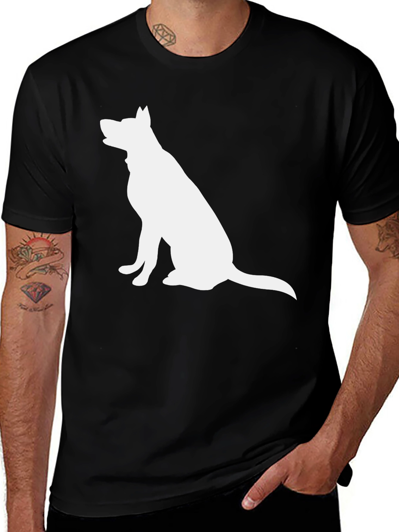 Dog Silhouette Graphic Tee - Black