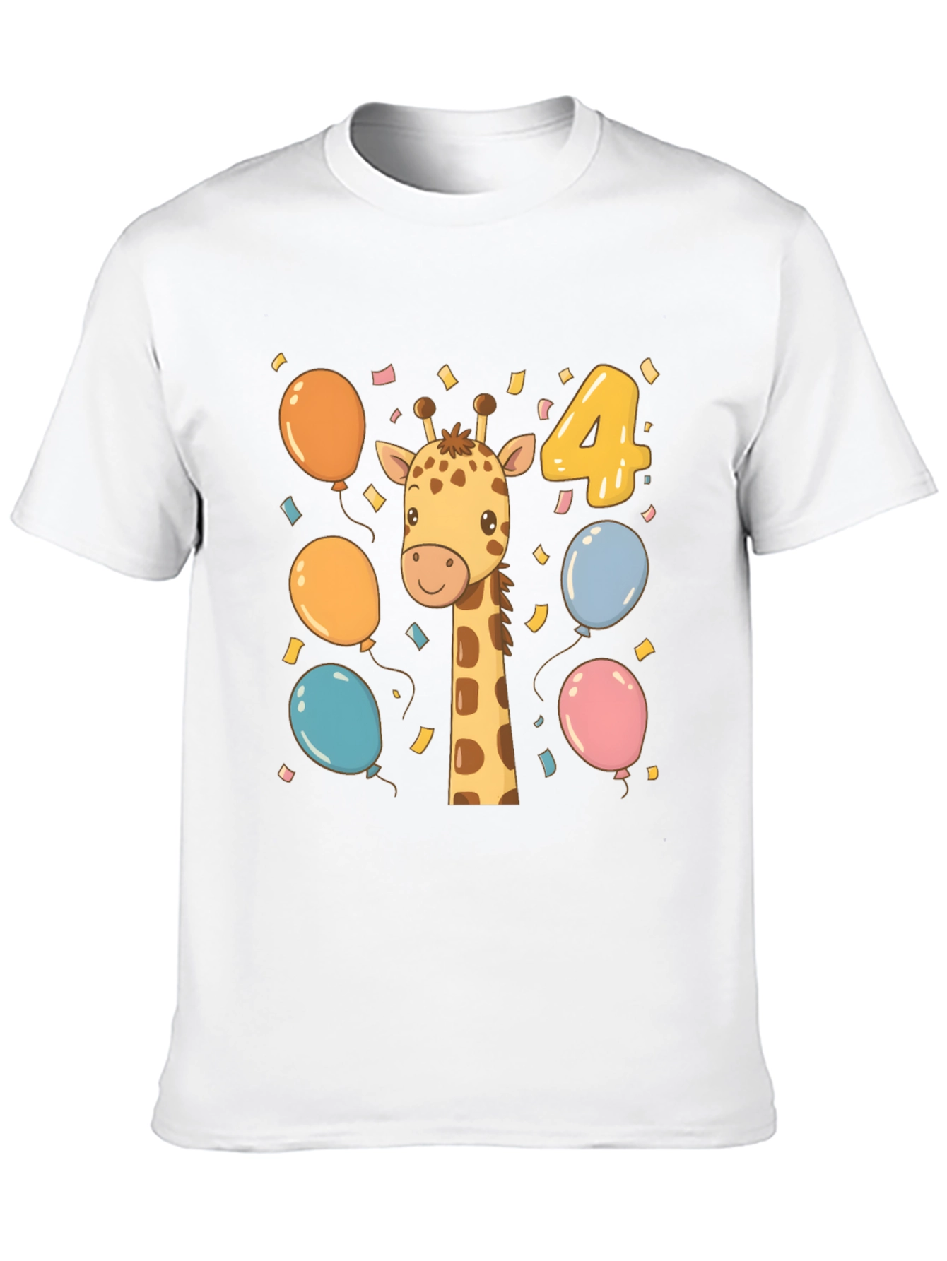 Cute Giraffe 4th Birthday Kids T-Shirt